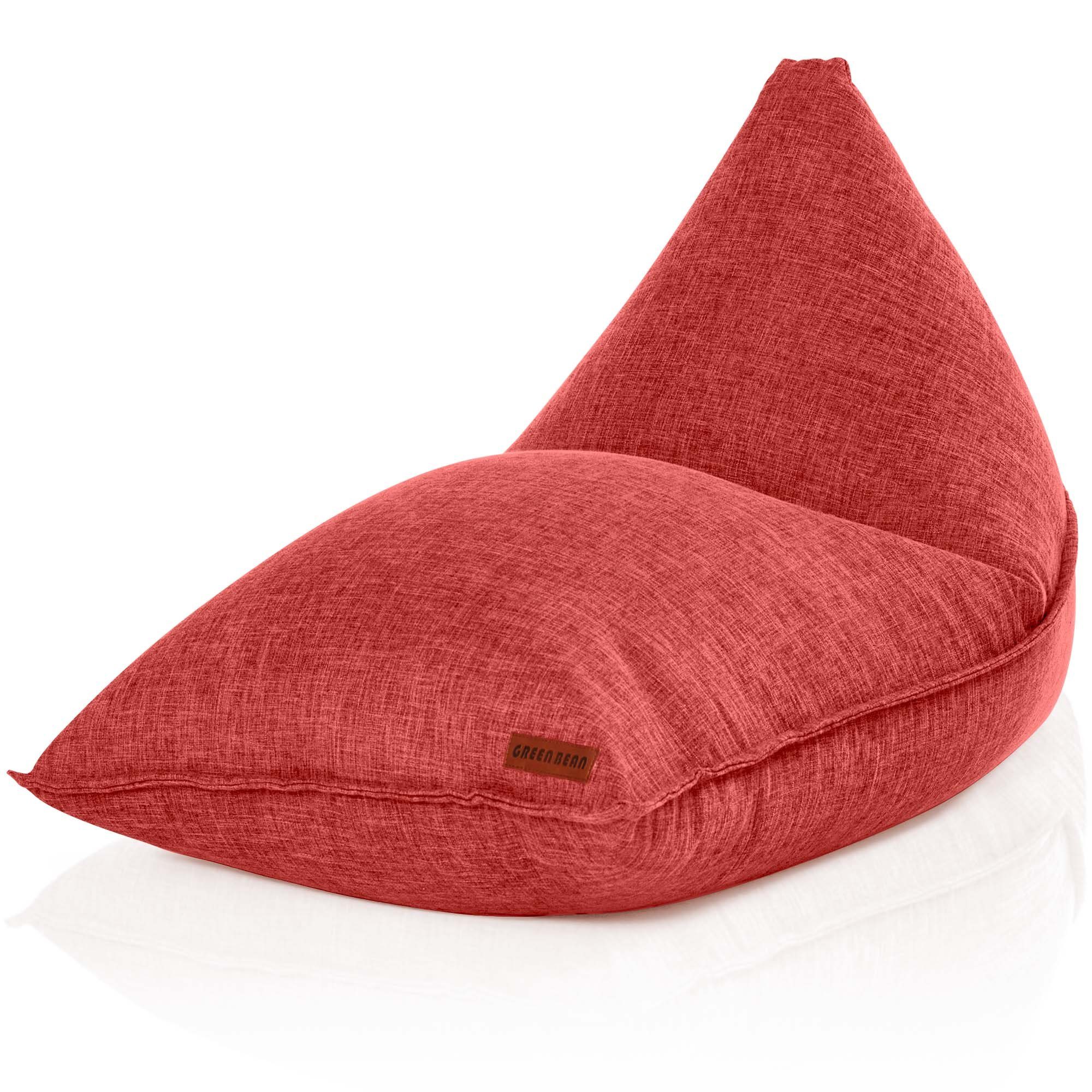 EPS-Perlen Bean Liegekissen Liegekissen -, Kuschelig (Indoor Füllung Waschbar), Triangle 150x100x100cm Sitzsack Sitzsack Chillkissen Weich mit Rot Green XXL Sitzkissen Bodenkissen