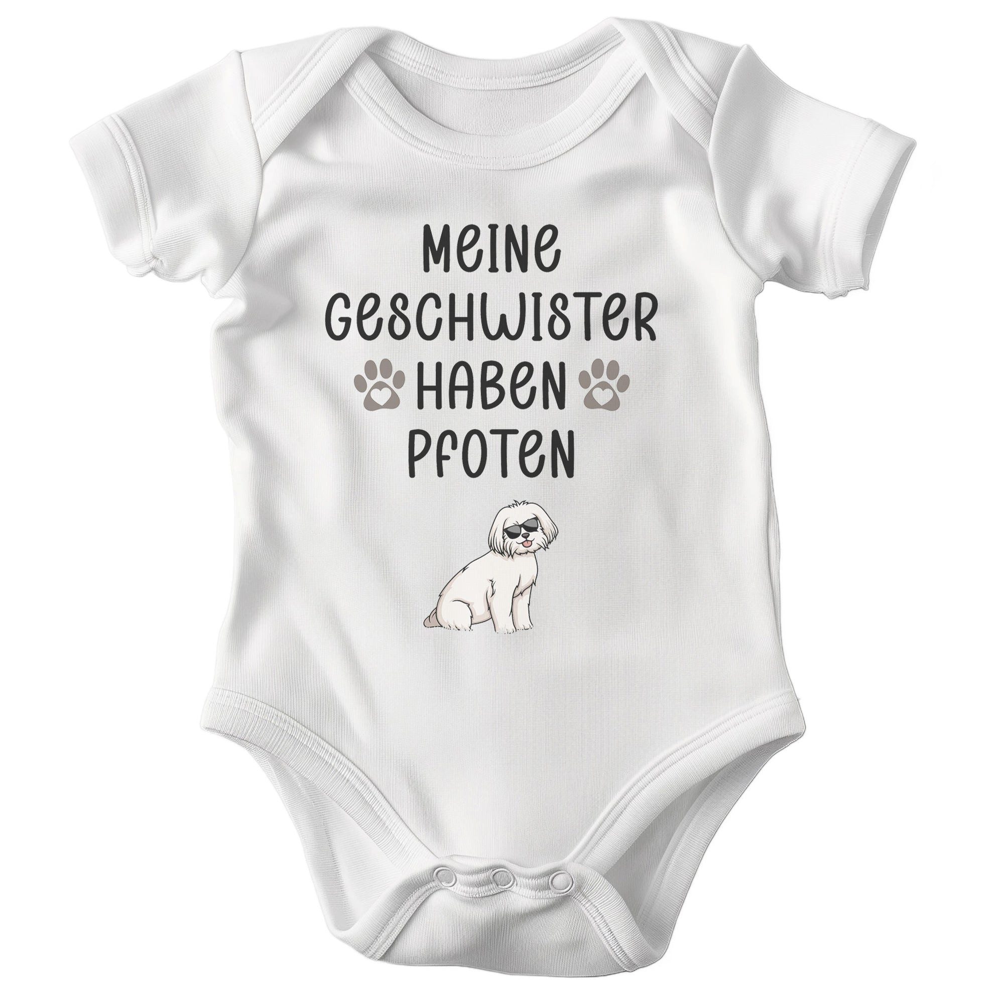 22Feels Kurzarmbody Bio Unisex Babybody Weiß Malteser Geschwister Geschenk Taufe BIO-Baumwolle - In Deutschland Bedruckt - Niedlicher Print