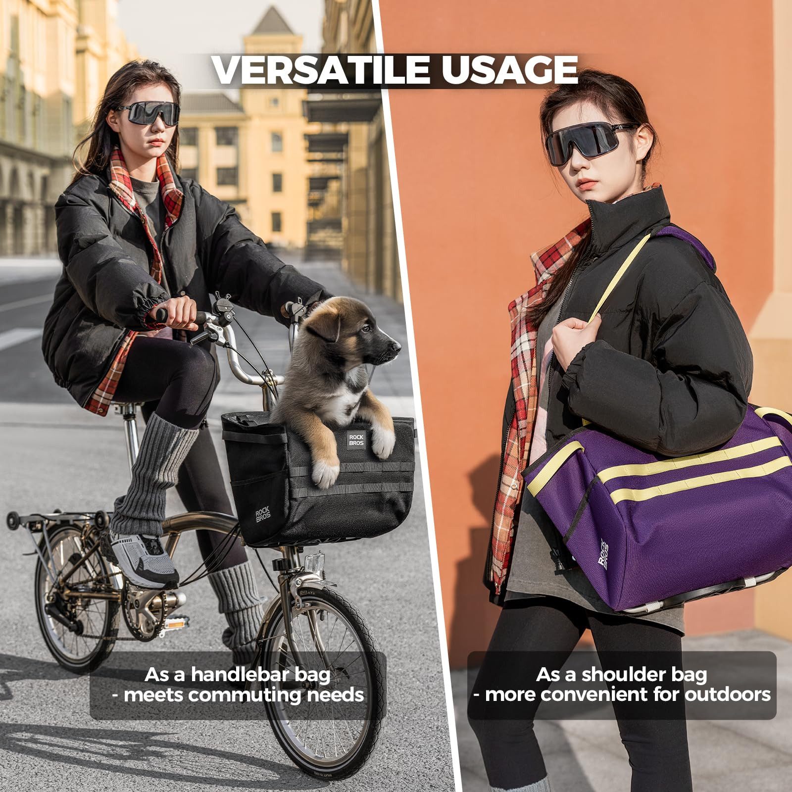 ROCKBROS Fahrradtasche Lenkertasche für Brompton Faltrad, 16 Liter Volumen, wasserabweisend, vielseitig nutzbar