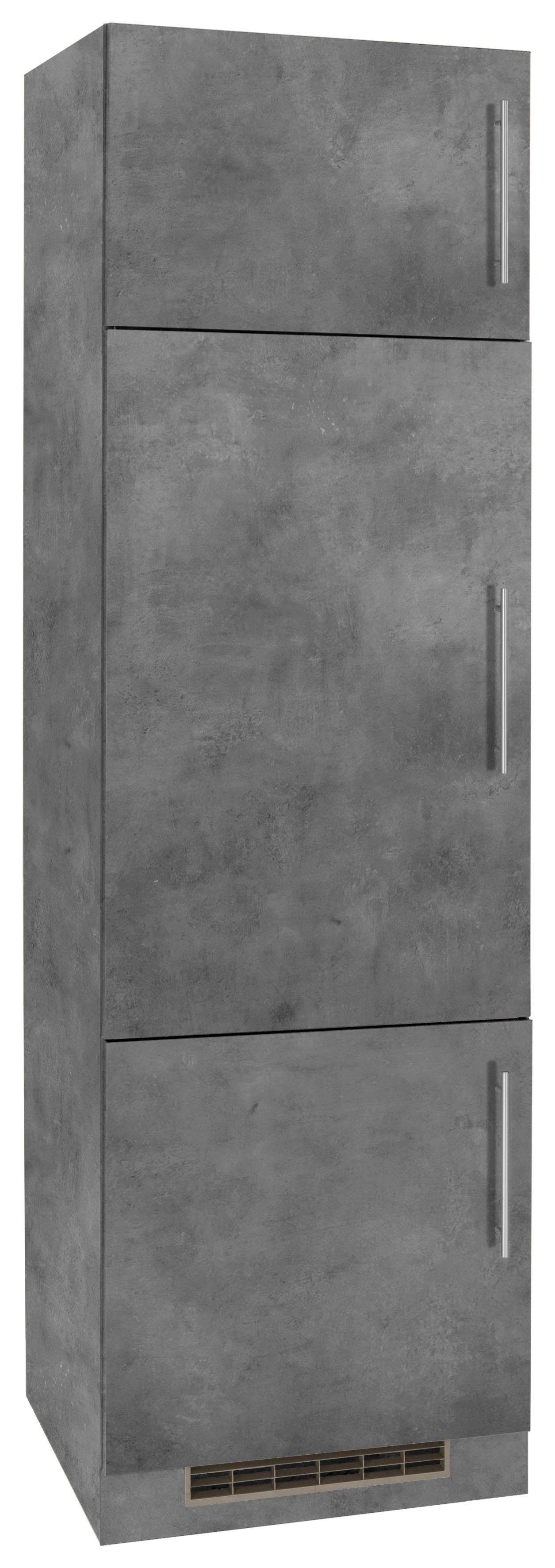 60 | E-Gerät Cali wiho Kühlumbauschrank cm Küchen Front Betonfarben Korpus: und Betonfarben breit, ohne