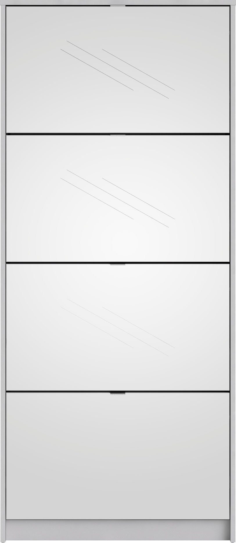 INOSIGN Schuhschrank Shoes, Praktisch, minimalistisch, verspiegelte Klappenfronten 4 Fächer, Schuhaufbewahrung, Folienbeschichtet, Höhe 162 cm