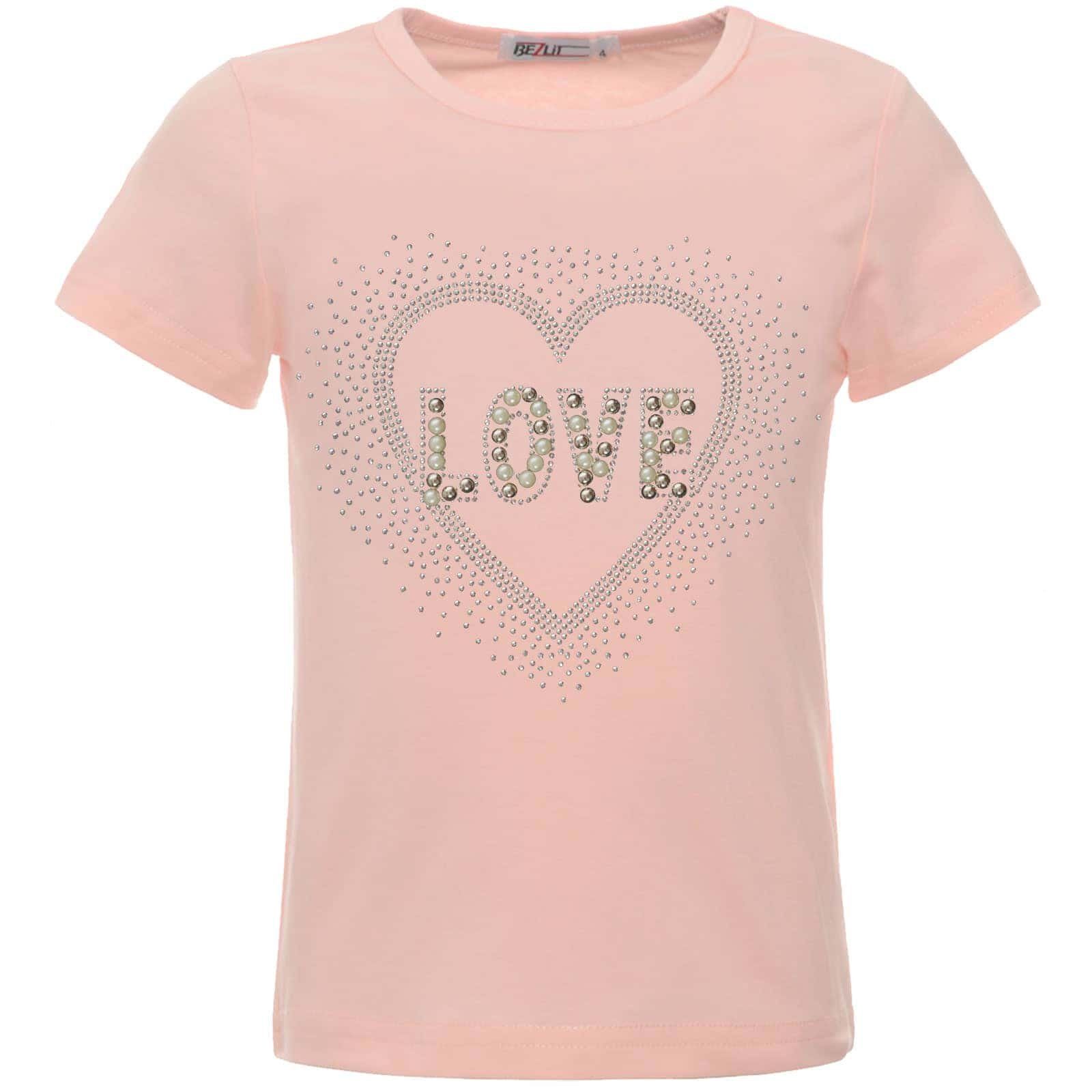BEZLIT T-Shirt Mädchen T-Shirt Glitzersteinchen (1-tlg) mit Motiv Rosa