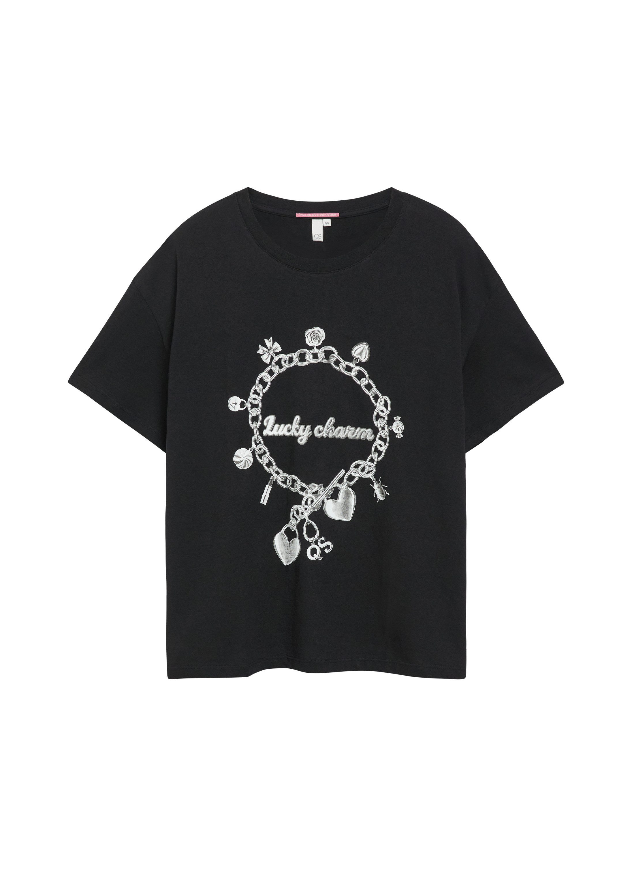 QS Kurzarmshirt T-Shirt lässiges Baumwollshirt mit Frontprint
