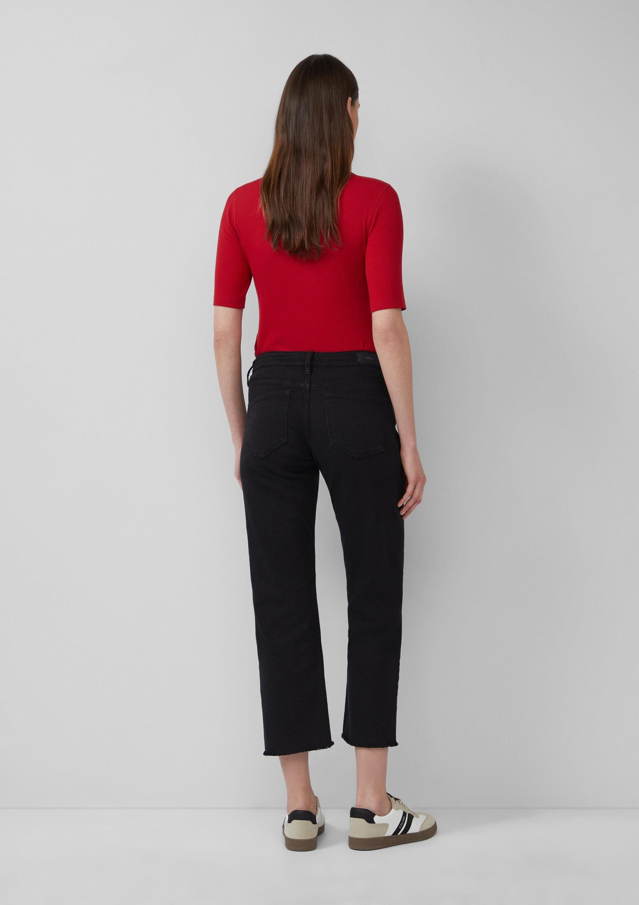 s.Oliver Kurzarmshirt T-Shirt Geripptes T-Shirt im Slim Fit aus Baumwollmix