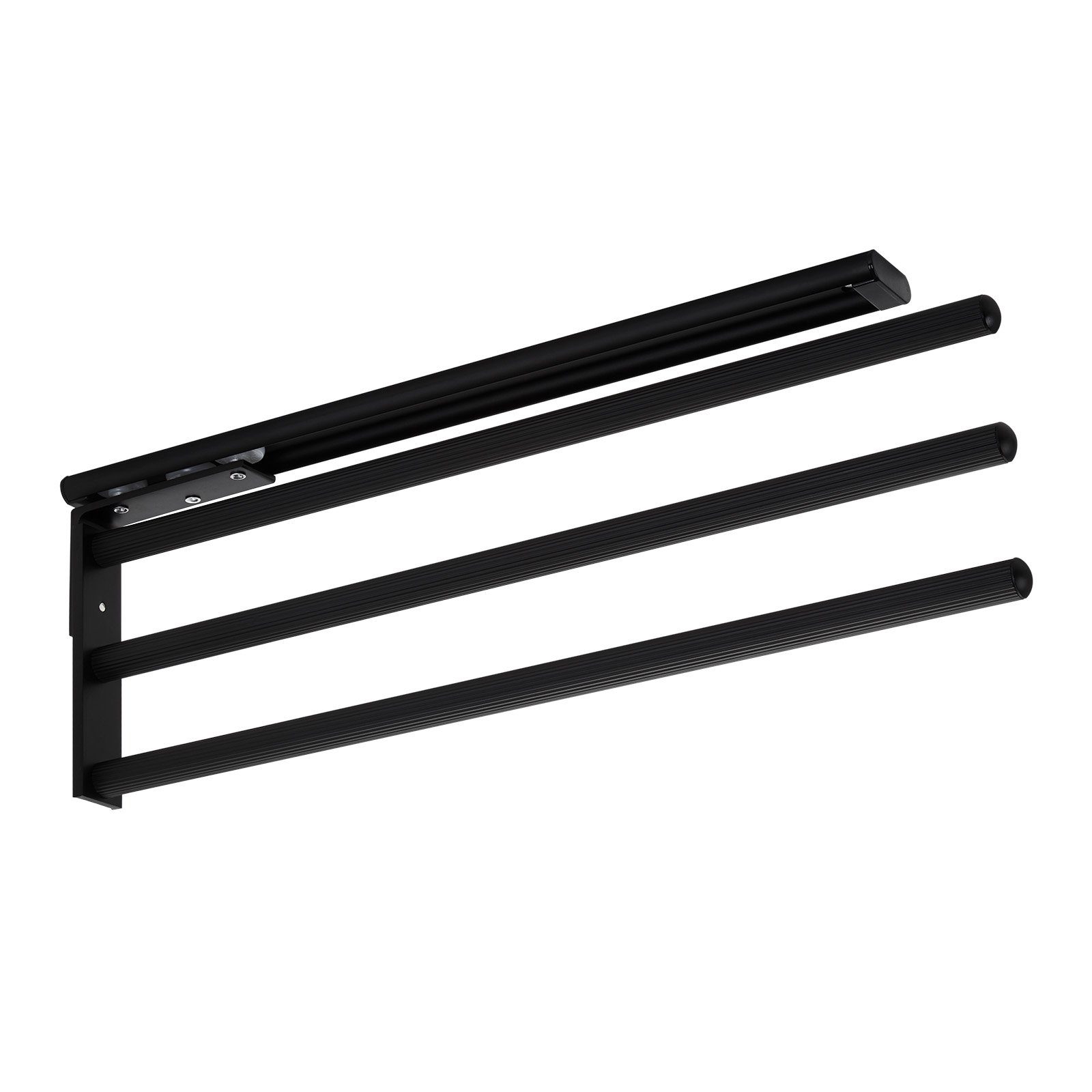 SO-TECH® Teleskop-Handtuchhalter TED Aluminium schwarz matt für Bad oder Küche, 3-armig schwarz matt (450 - 730 mm, ausziehbar, drehbar)