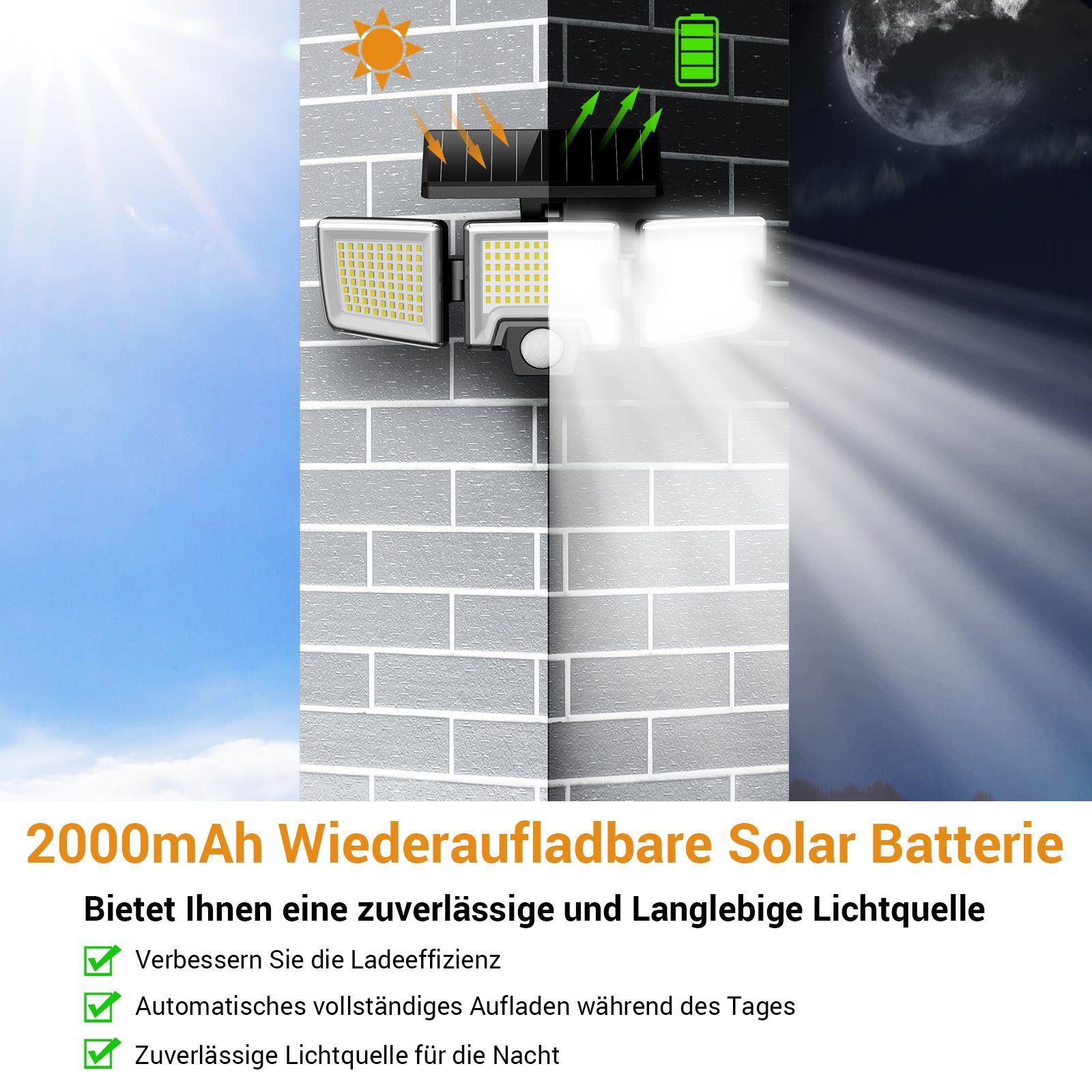 Novostella LED Solarleuchte Solarleuchte LED Solarlampe Fluter mit IR-Fernbedienung Außen Garten, LED fest integriert, LED Solar Lampe – Bild 5 von 5