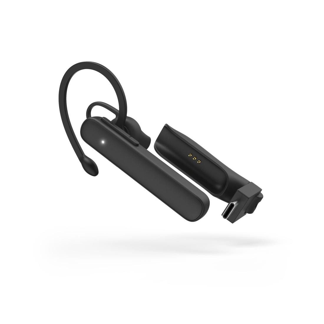 Hama Mono-Bluetooth®-Headset mit Ladestation, kabellos, Multipoint Bluetooth-Kopfhörer (Echo Noise Cancellation (ENC), Sprachsteuerung, Stummschaltung, Google Assistant, Siri, filtert und unterdrückt Umgebungsgeräusche, incl. Ladestation)