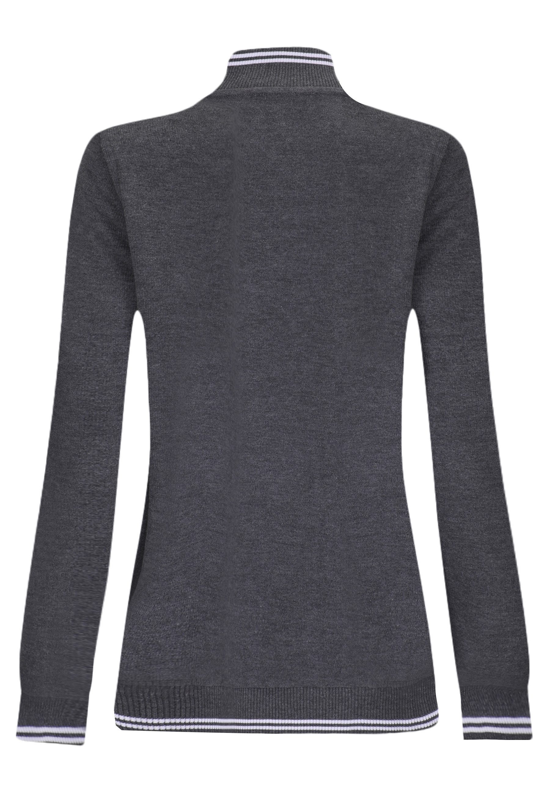 Felix Hardy Stehkragenpullover Strickpullover mit halbem Reißverschluss