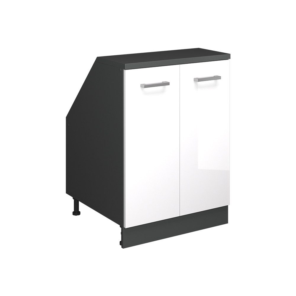 Vicco Kommode Rion, Weiß Hochglanz/Anthrazit, 60 x 81.6 cm mit 2 Türen, Schrank... (1 St)