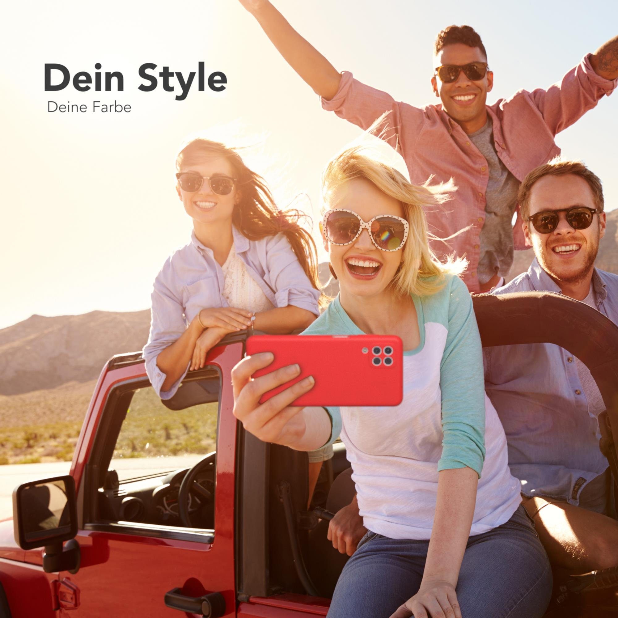 EAZY CASE Handyhülle für Samsung Galaxy M22 / M32 / A22 4G Hülle Silikon 6,4 Zoll, Silikon Schutzhülle mit Kameraschutz stoßfest handycover elastisch Rot