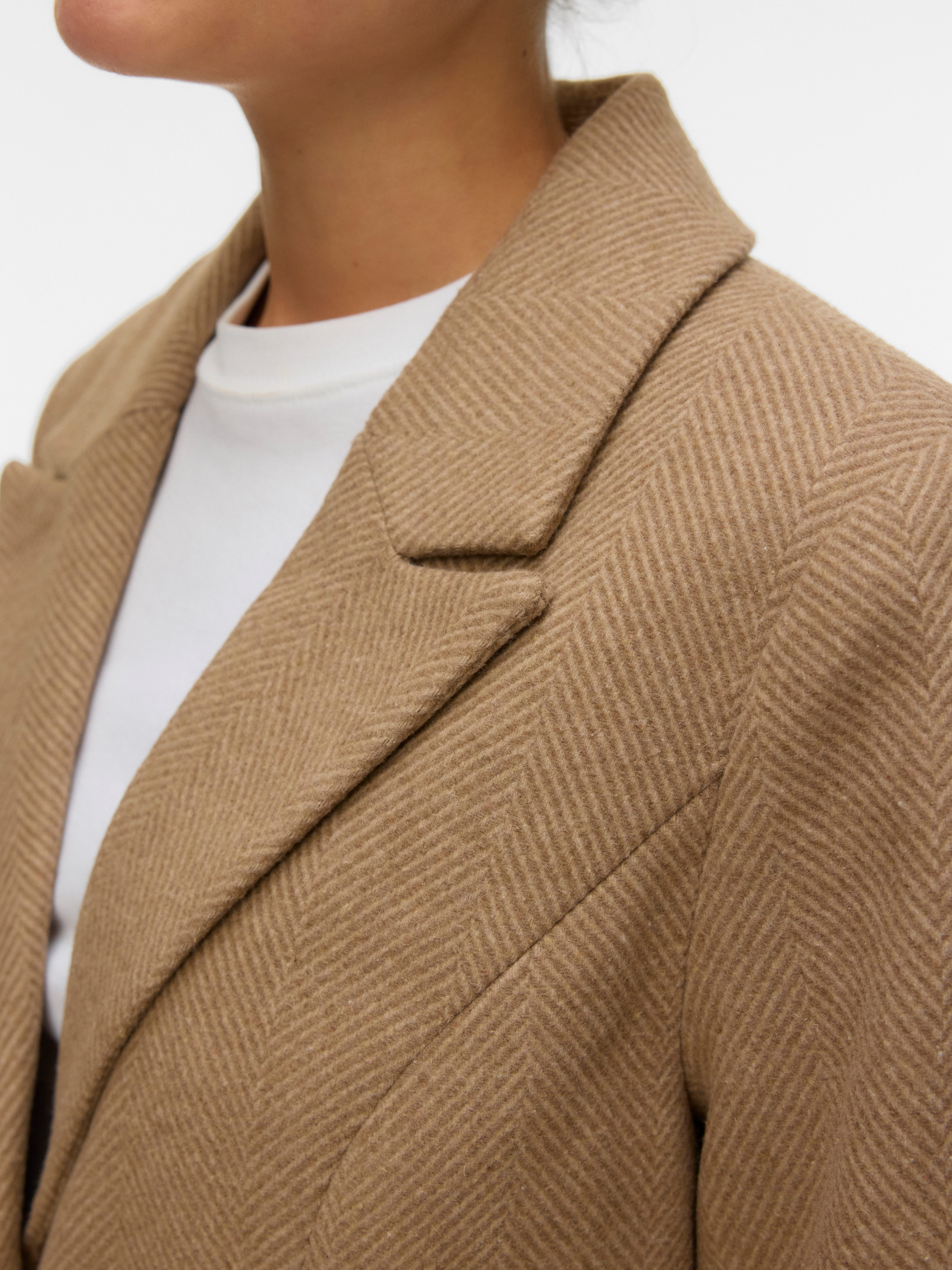 Vero Moda Langmantel VMBLAZA HERINGBONE LONG WOOL COAT GA BOO