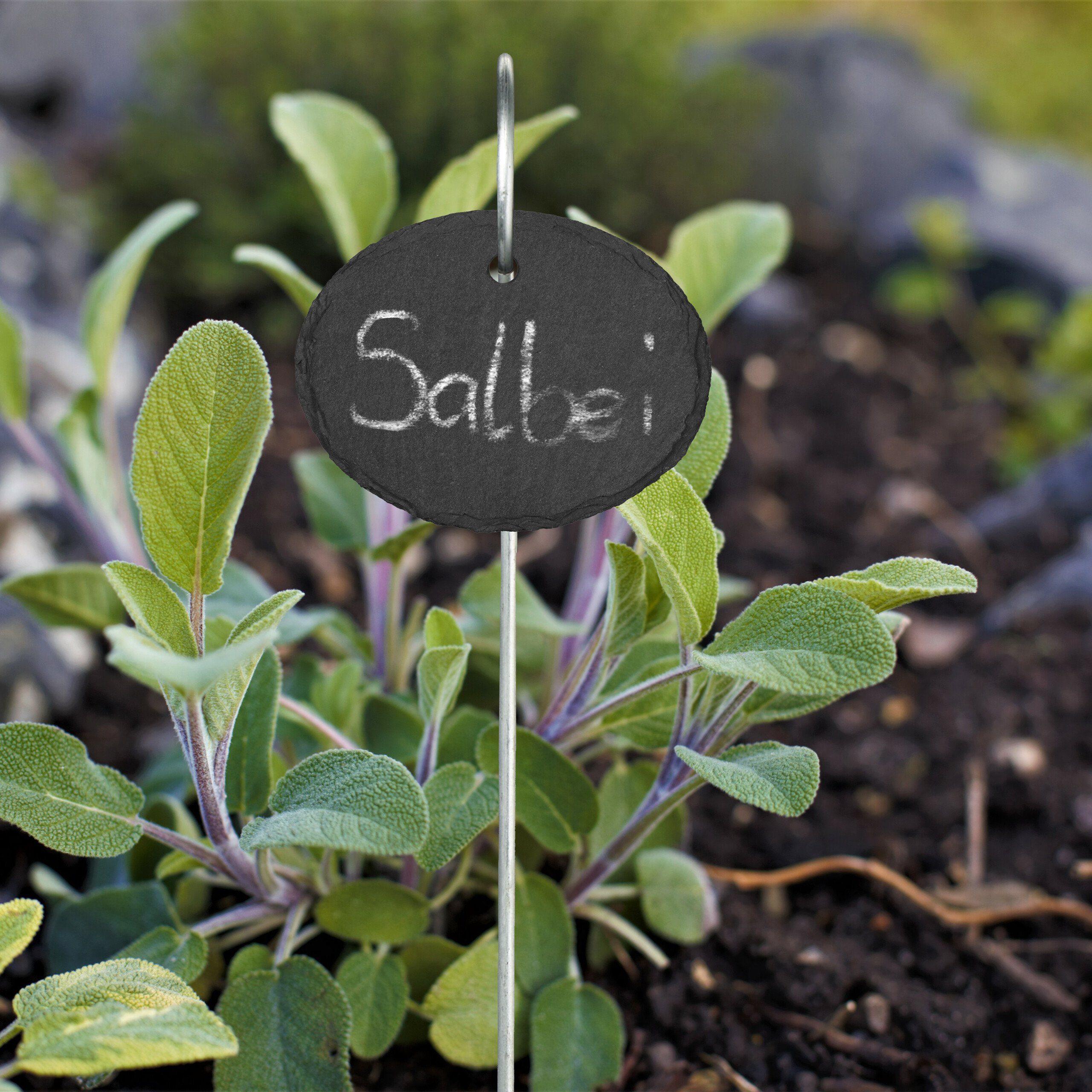 relaxdays Gartenstecker 12 ovale Schiefer-Pflanzenschilder günstig online kaufen
