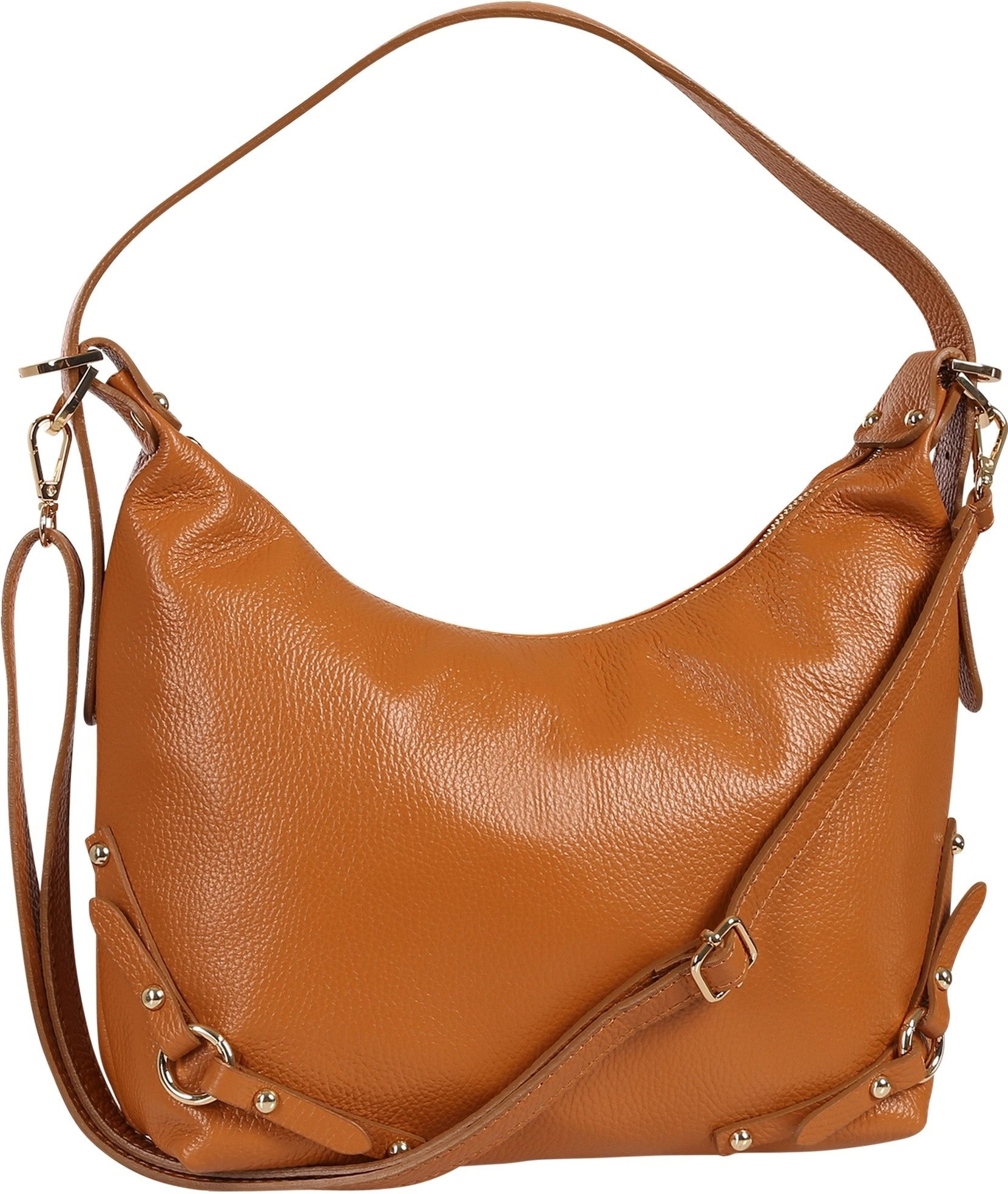 Toscanto Schultertasche Toscanto Damen Schultertasche Leder (Schultertasche), Damen Leder Schultertasche, tan, hellbraun ca. 37cm