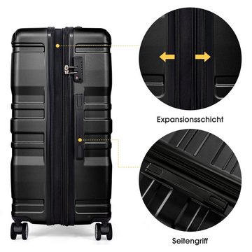 Ulife Hartschalen-Trolley schwarz, Koffer, Aufgabegepäck, 47*31*75cm, 4 Rollen, 360° Rollen, TSA Zahlenschloss, verstellbarer Griff