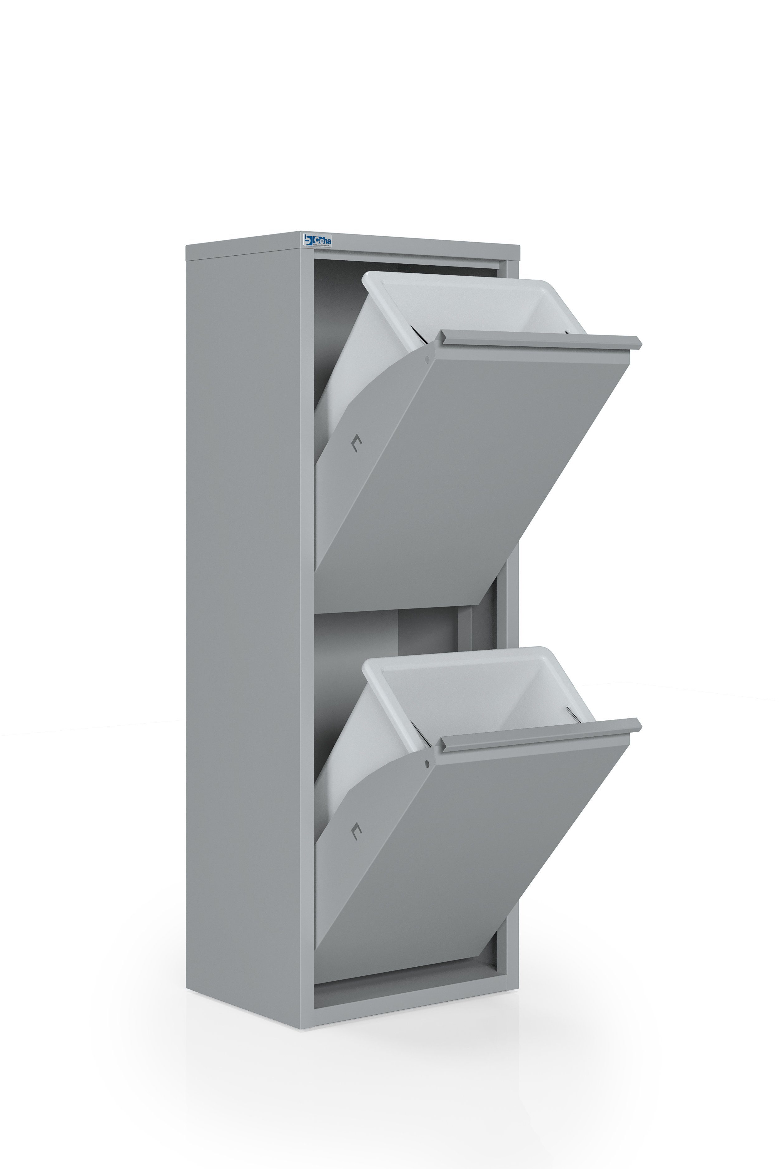 Kaufexpress Mülltrennsystem Metall-Mülltrenner 2-türig – 2x15 L Einsätze, platzsparend & montiert, Für Küche, Büro oder Hauswirtschaftsraum – funktional und modern