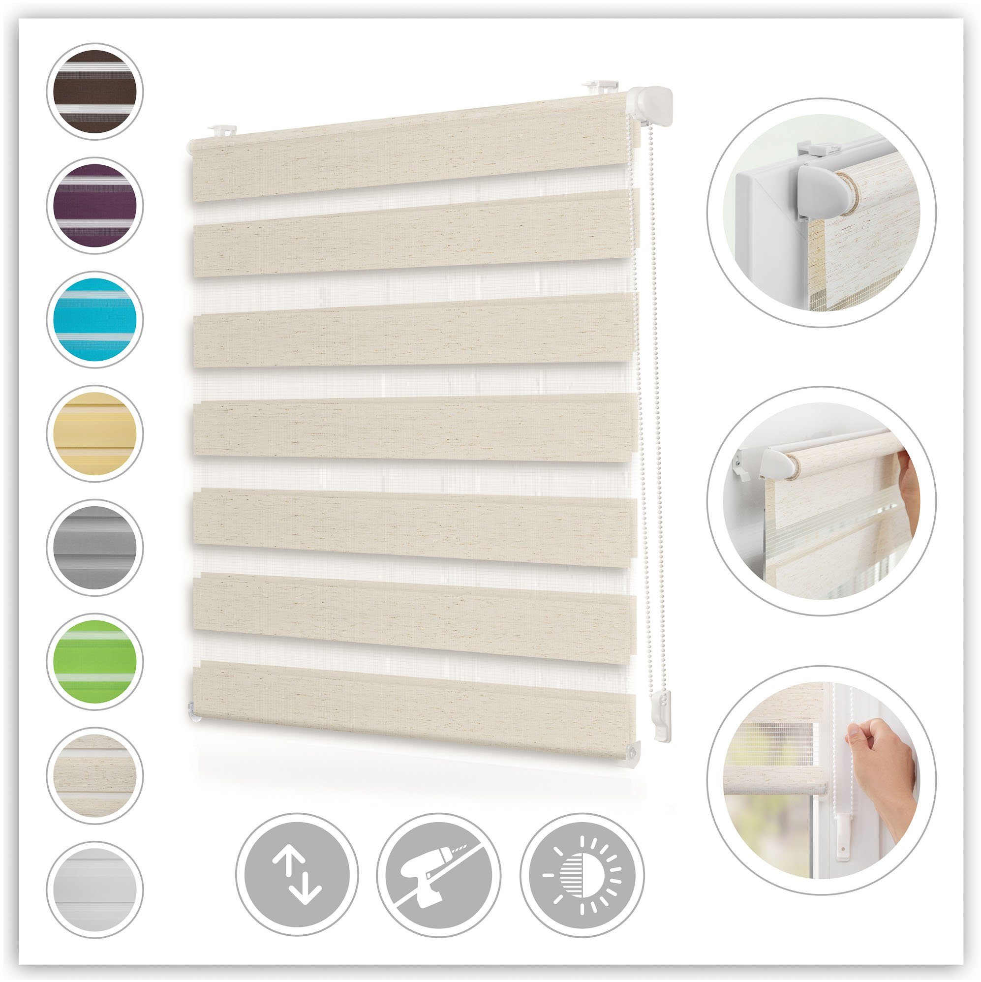 Doppelrollo Duo Rollo Klemmfix, LICHTBLICK ORIGINAL, Lichtschutz, ohne Bohr günstig online kaufen