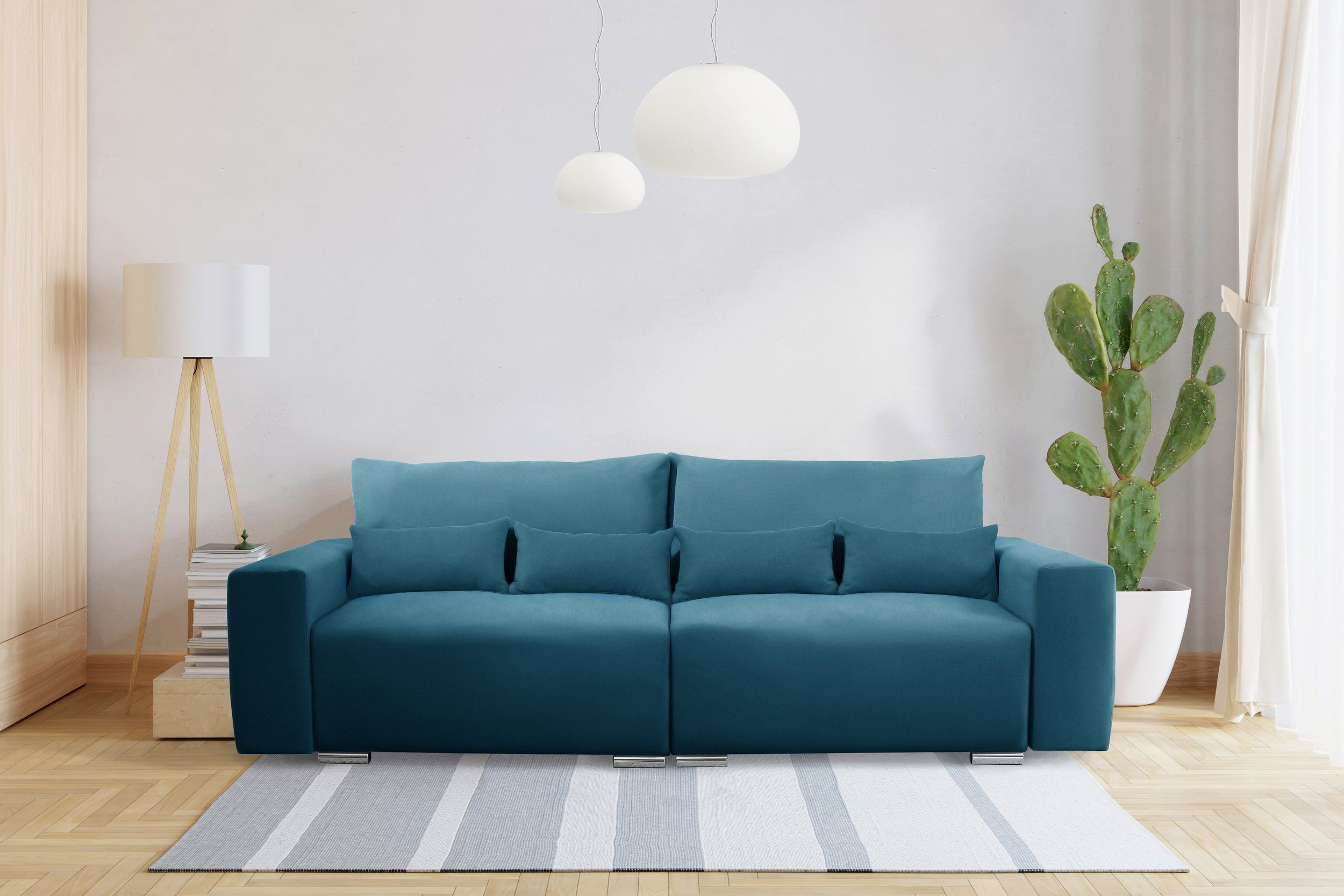 Stylefy 3-Sitzer Korfu, Sofa, 2-Sitzer, inklusive Kissen, frei im Raum stellbar, Modern Design, mit Bettfunktion