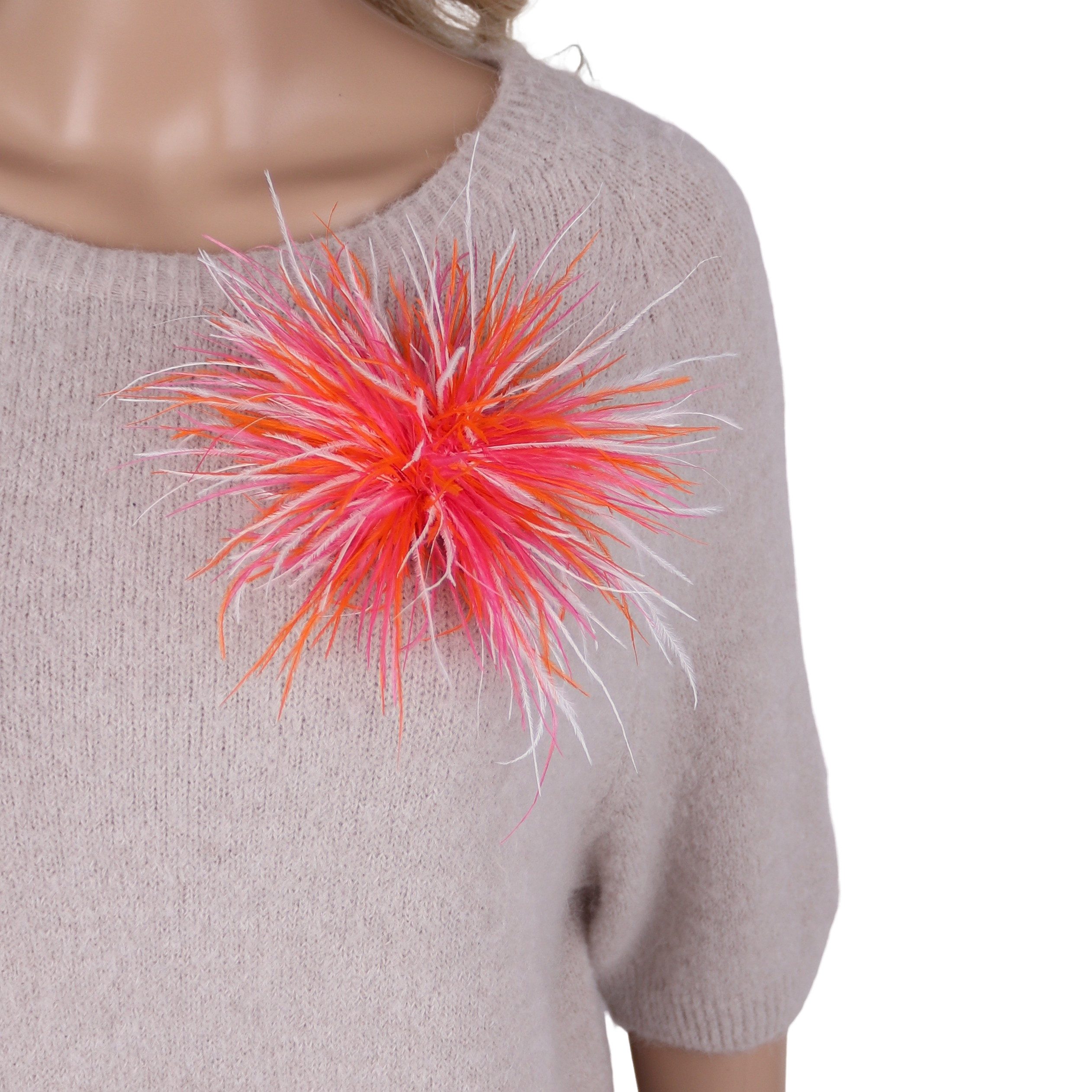 MIRROSI Brosche Edler Federbrosche, Feder-Anstecker im Boho-Vintage Stil, Ausgestattet mit Clip und Anstecknadel für sicheren Halt