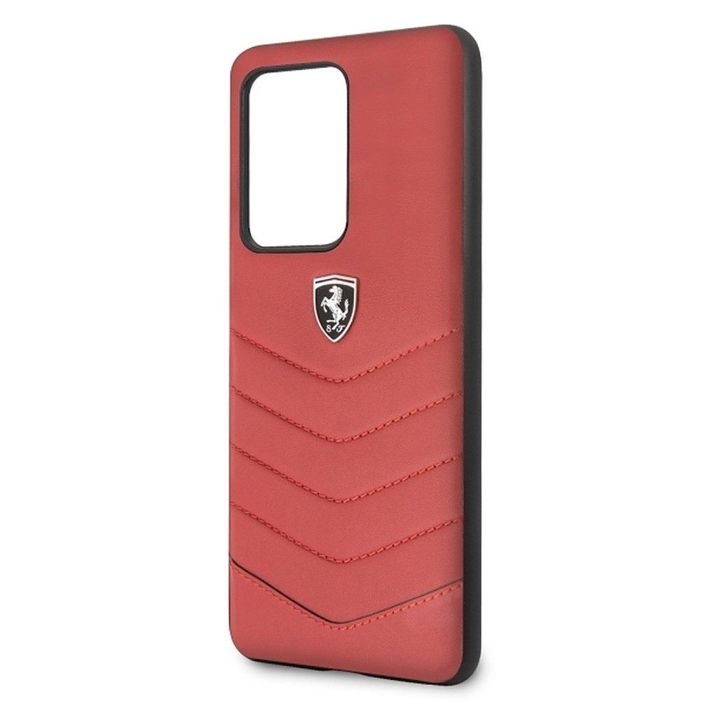 Ferrari Handyhülle Lederhülle Cover, Echtleder, gesteppt, kabellos ladefähig