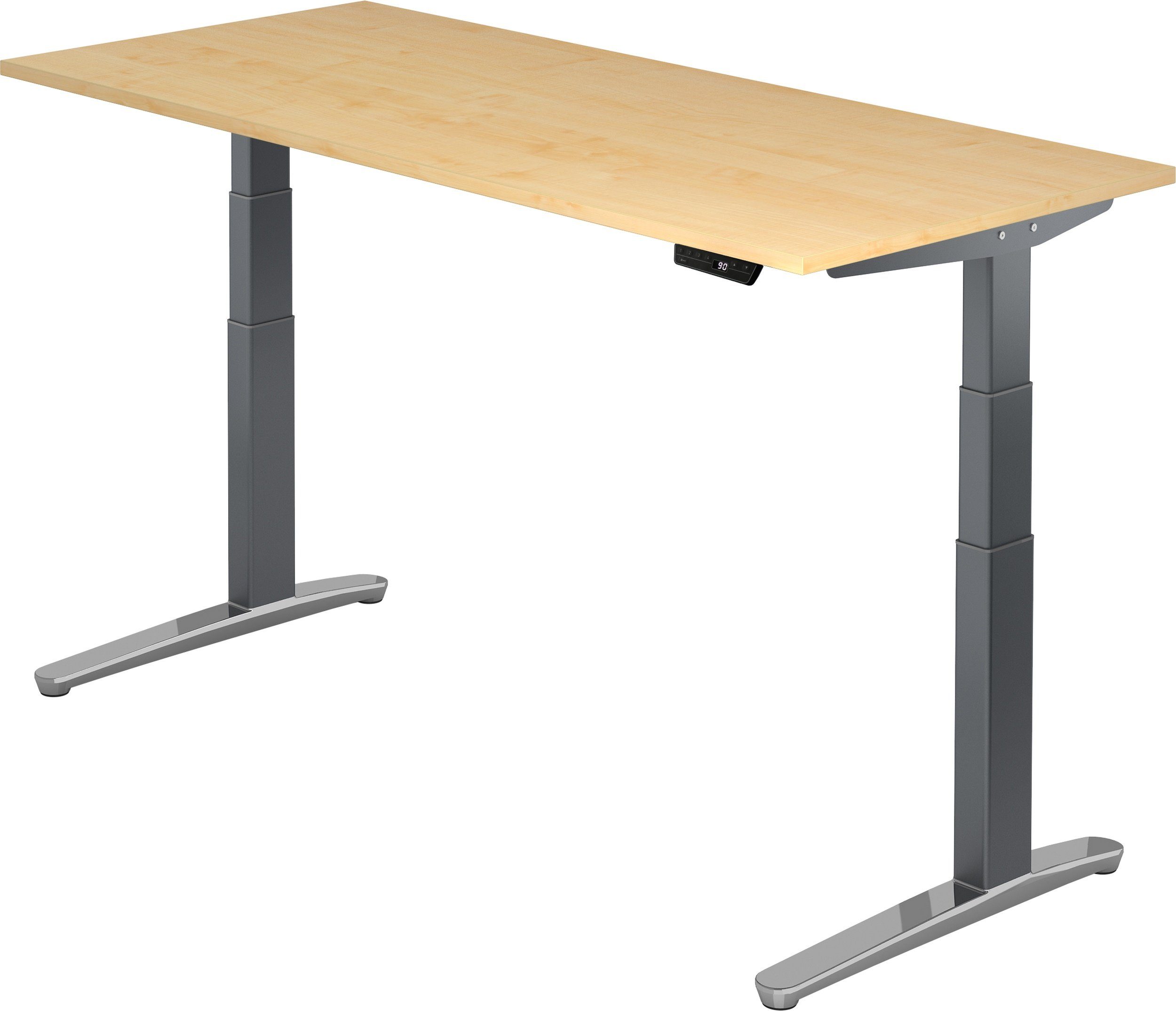 bümö Schreibtisch Schreibtisch elektrisch XBHM, Rechteck: 180 x 80 cm - Dekor: Ahorn - Gestell: Graphit/Alu poliert