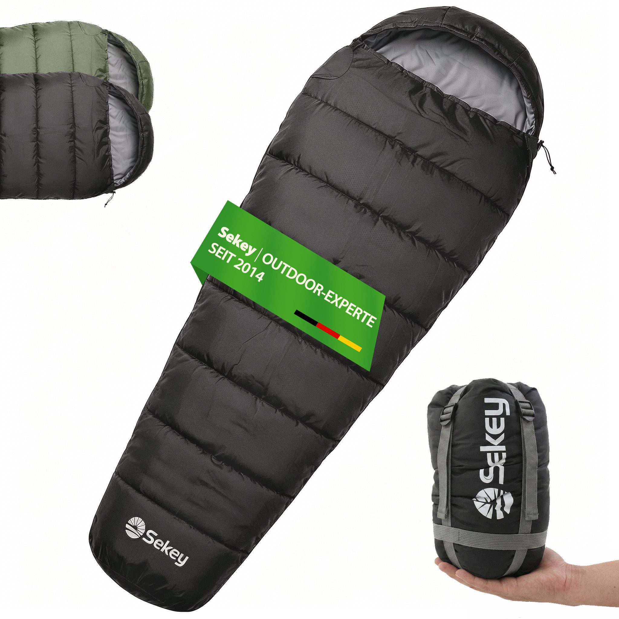 Sekey Mumienschlafsack Mumienschlafsack 220 cm leicht oder warm für Camping und Reisen, Leicht oder warm wählbar – 900g / 1700g - ideal für Camping & Trekking