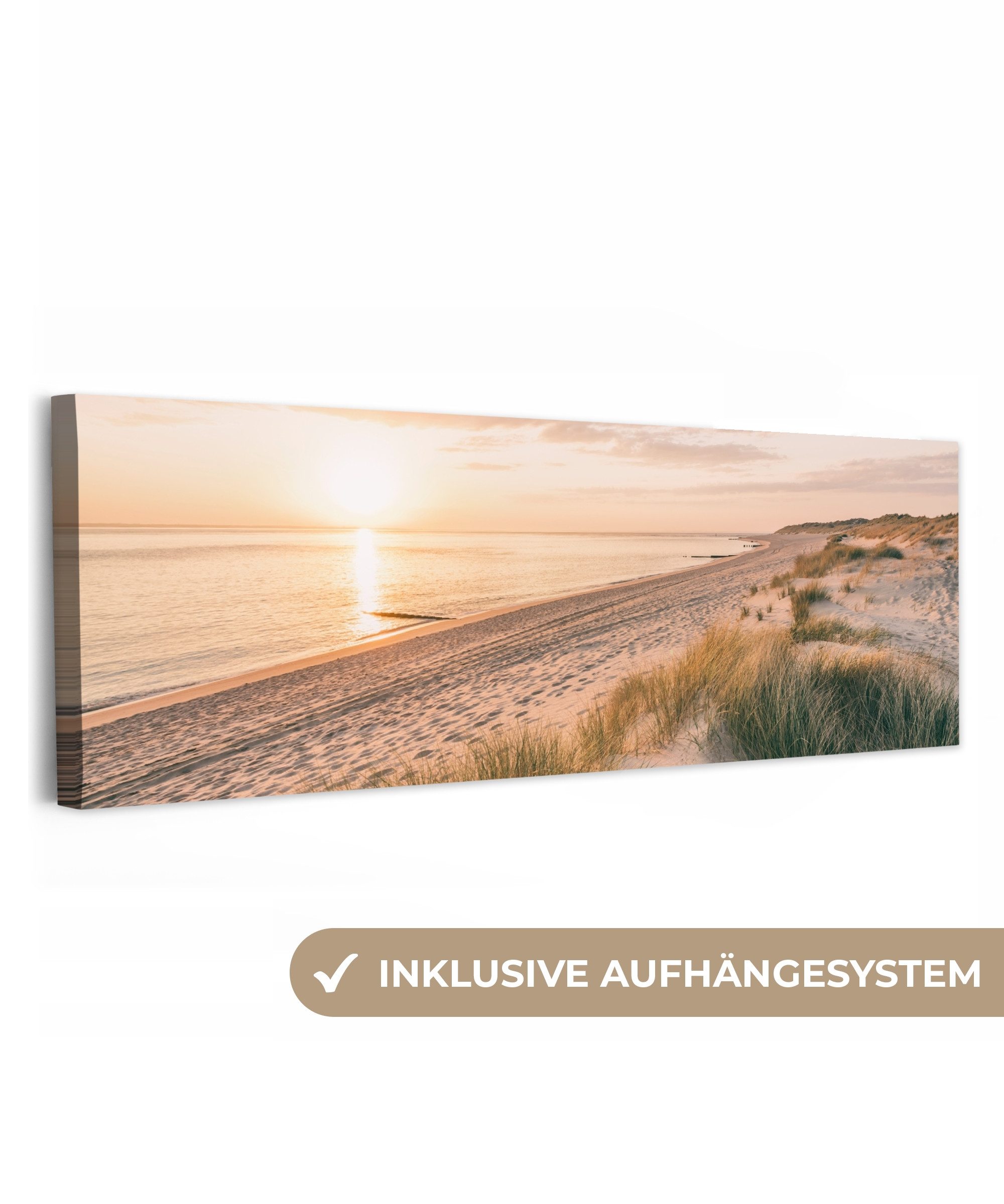 OneMillionCanvasses® Leinwandbild Panorama Sonnenaufgang am Strand in Nordf günstig online kaufen