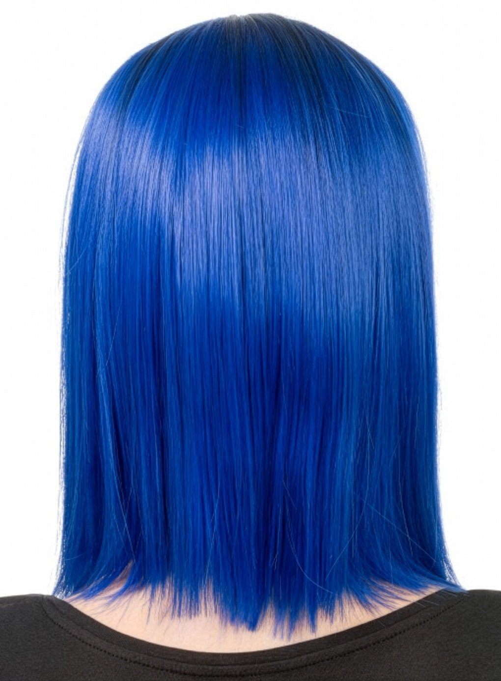 CHAKS Kostüm-Perücke Straight Cut Perücke mittellang blau, Dunkelblaues Kunsthaar im geraden Schnitt