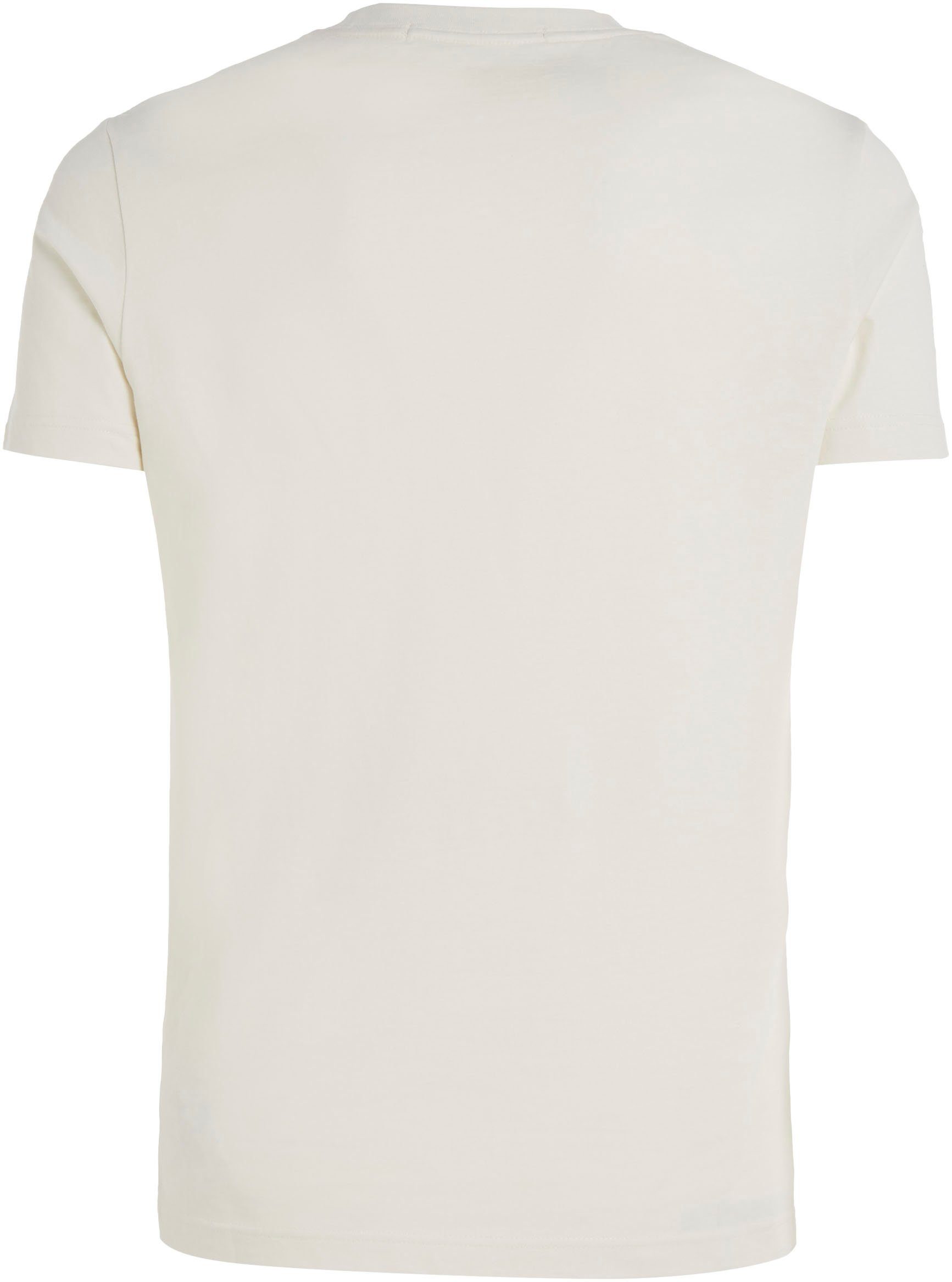 Calvin Klein Jeans MICRO mit kleinem MONOLOGO T-Shirt TEE Logo-Druck Ivory