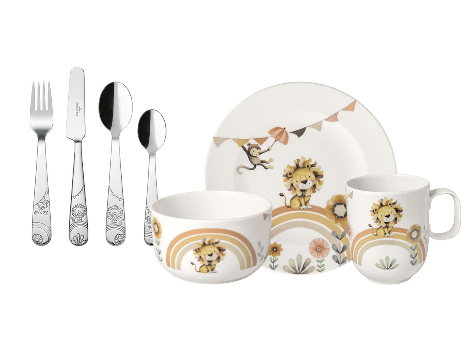 Villeroy & Boch Geschirr-Set Roar like a Lion Kindergeschirrset 7tlg, Premium Porcelain