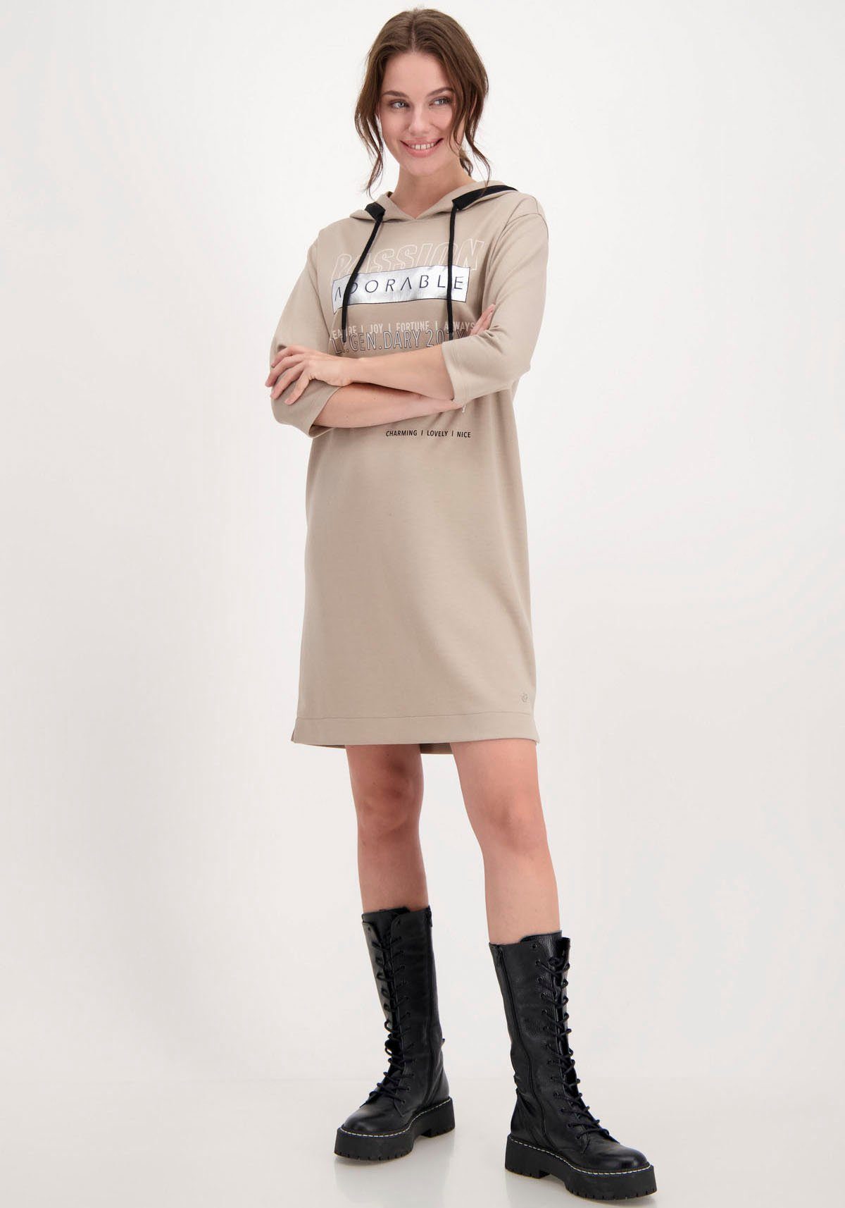 mit Monari Sweatkleid Kapuze