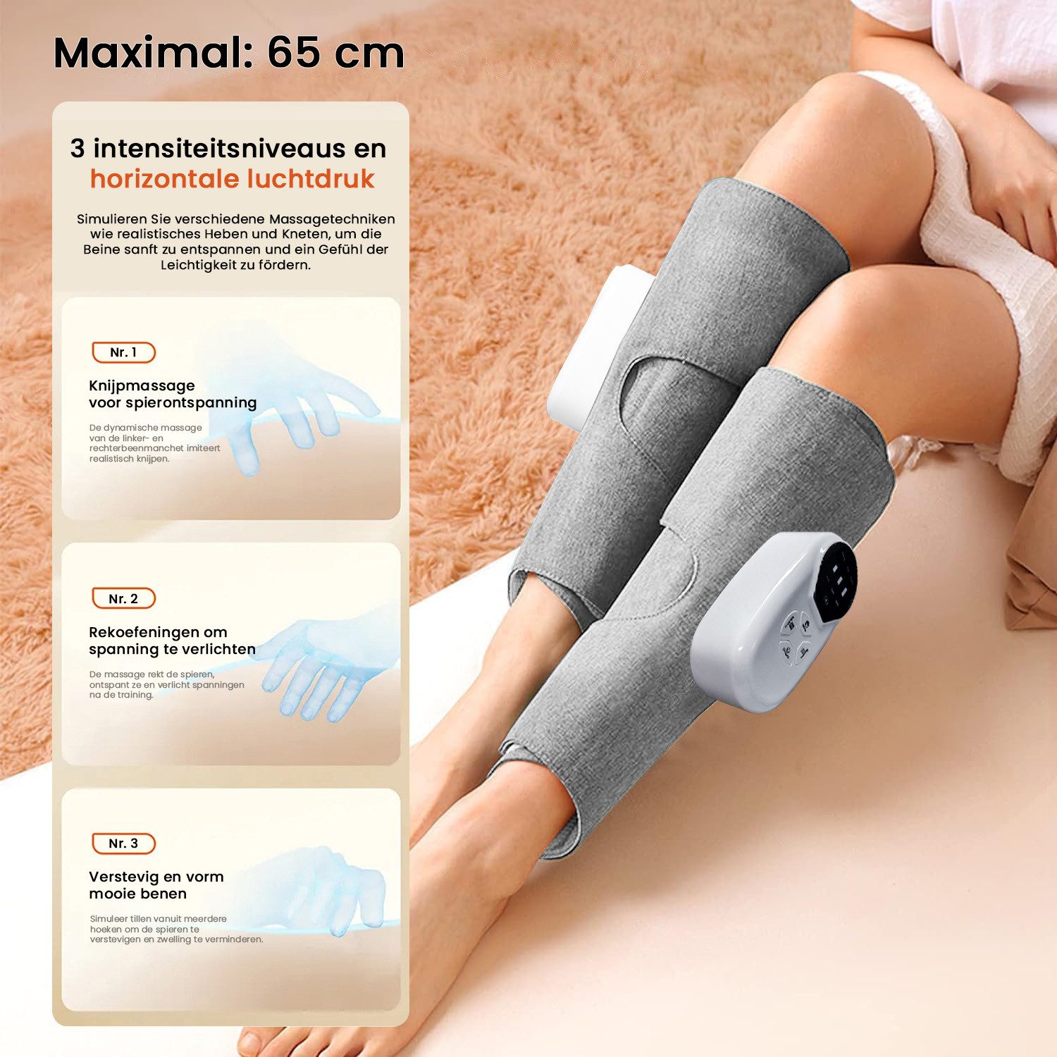 FOSMET Massagegerät Wadenmassagegerät,Luftkompression Massage,Beinmassagegerät mit Heizung, Verstellbares Beinmassagegerät mit Wärmefunktion für Entspannung und Komfort, Massagegerät Beine,Fußmassagegerät,Luftkompression Massage mit Heizung, 3 Modi/3 Intensitäten/3 Heizstufen /Wiederaufladbar/Einstellbare Größe