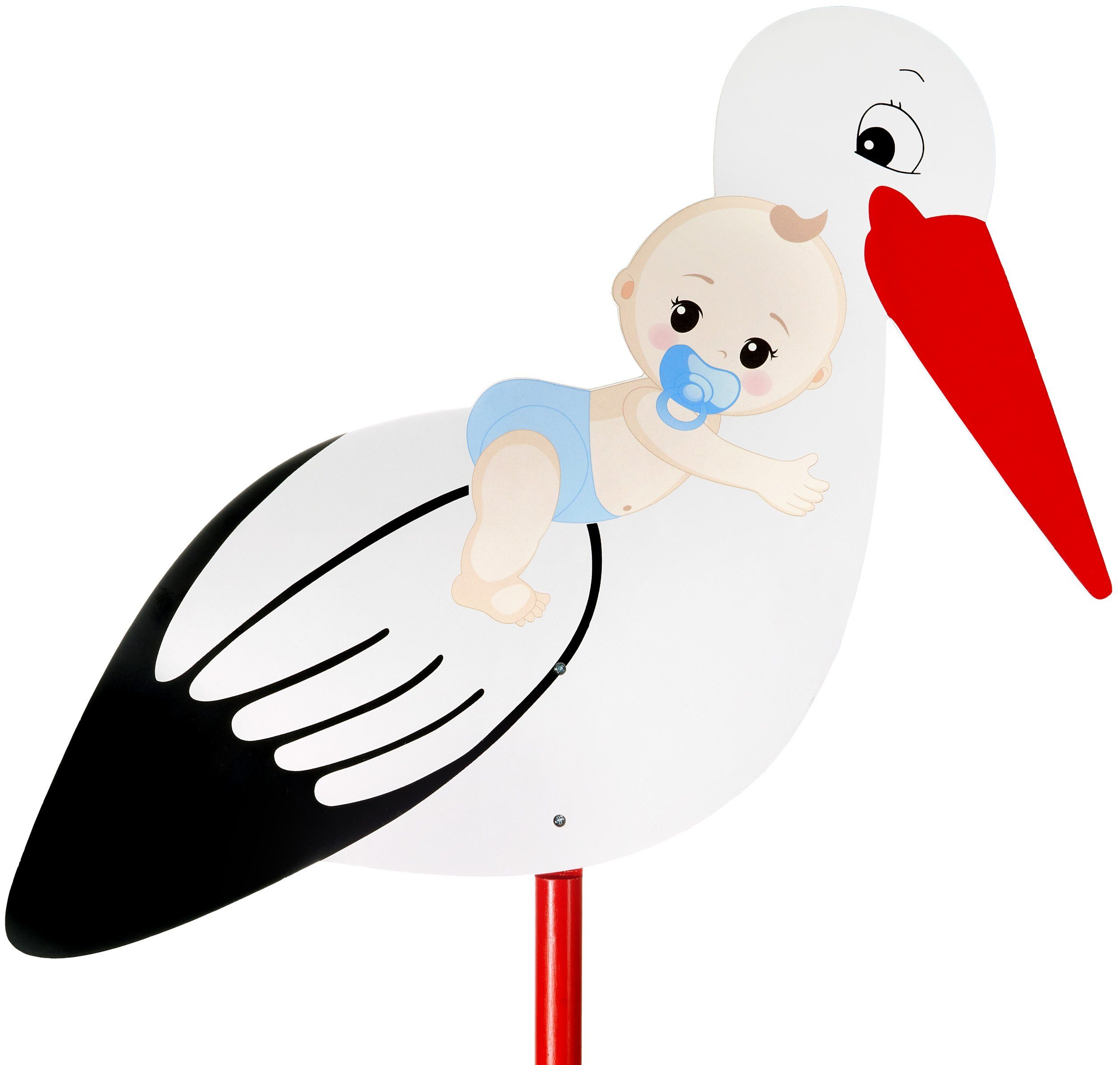 BRUBAKER Gartenstecker 100 cm großer Holz Storch mit Junge (1-St., Geburtsgeschenk Babystorch) Klapperstorch zum Stecken für Innen und Außen