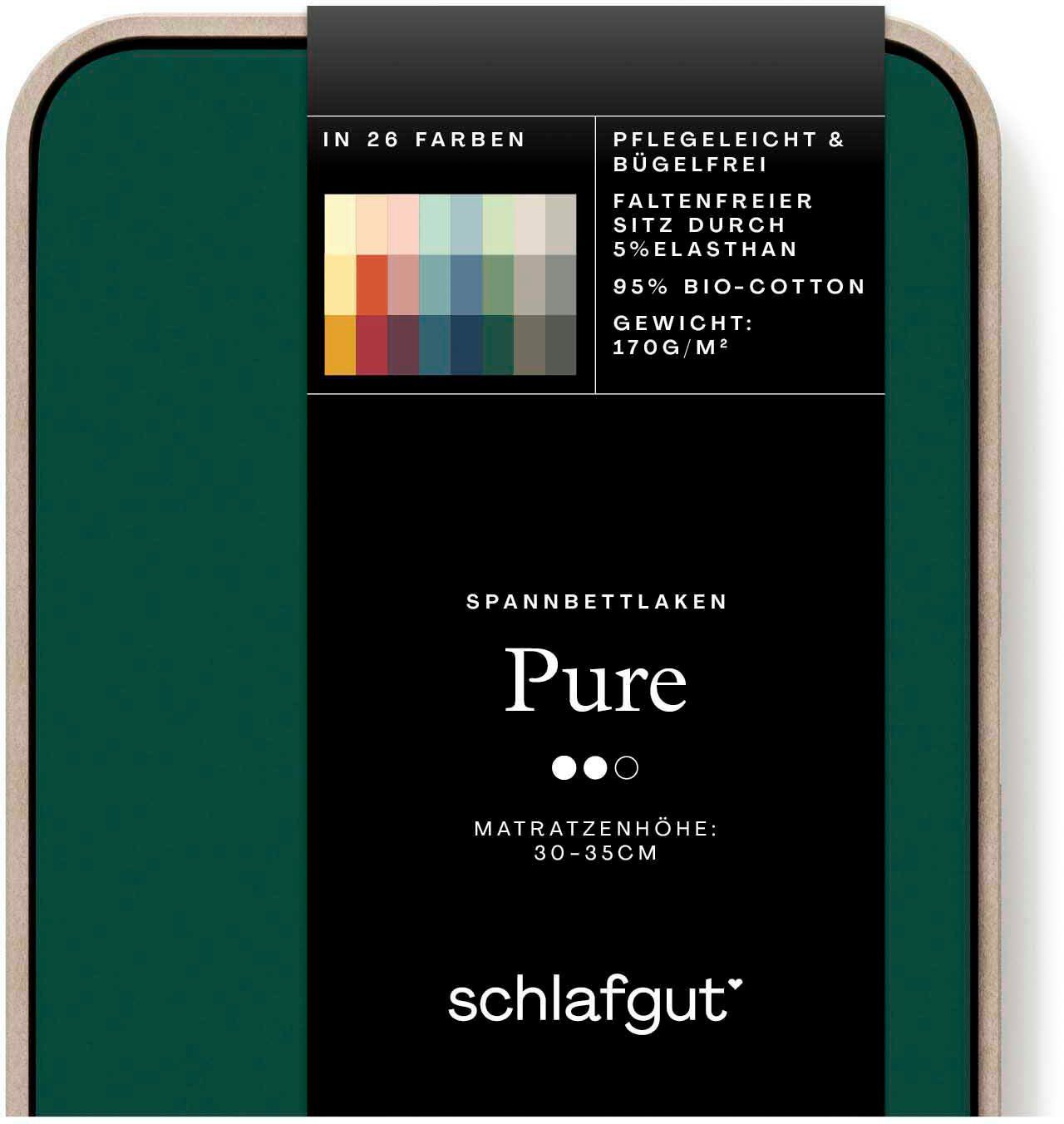 Schlafgut Spannbettlaken PURE Bio-Baumwolle mit Elasthan, 170 g/m², Bettlaken, Spannbetttuch, Jersey, Gummizug: rundum, (1 Stück), PREMIUM Laken für Matratzen b – Bild 4 von 5