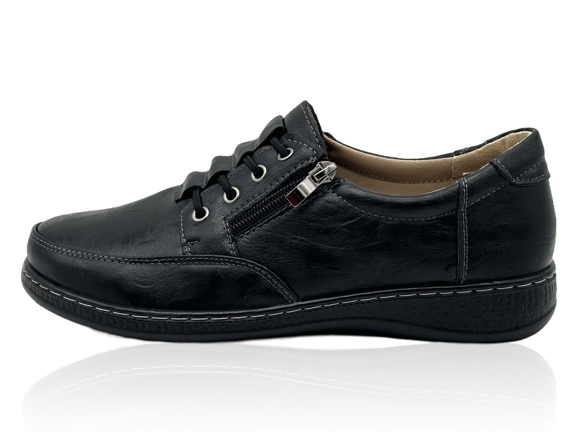 Nowaland Bequeme Slip-on Damen-Halbschuhe mit seitlichem Reißverschluss Slipper Bequeme Passform, leichtes Tragegefühl und unkompliziertes Anziehen