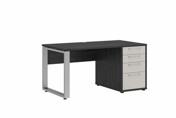 Maja Möbel Aktenschrank HOMEBASE Set 4 (Büromöbel-Set Arbeitszimmer Büro, Schreibtisch + Aktenregal + Highboard + Schrankwandkombination) hochwertige Metallgriffe