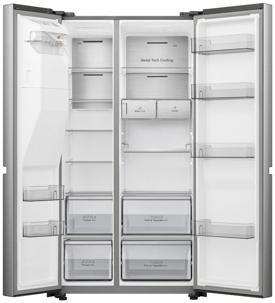 Hisense Side-by-Side RS818N4TIC, 179 cm hoch, 91 cm breit, MetalCooling, No Frost Plus, mit Wassertank, Wifi
