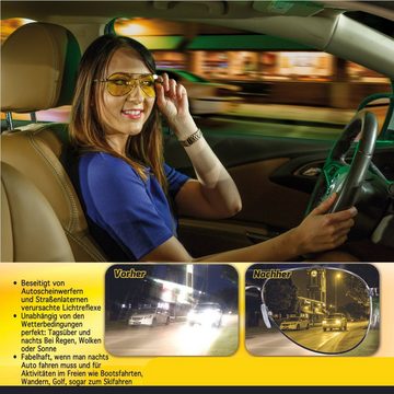 Best Direct® Brille Vizmaxx® Tag- und Nachtsicht Brille, Nachtfahrbrille mit polarisierten Gläser, Autofahrerbrille gelb