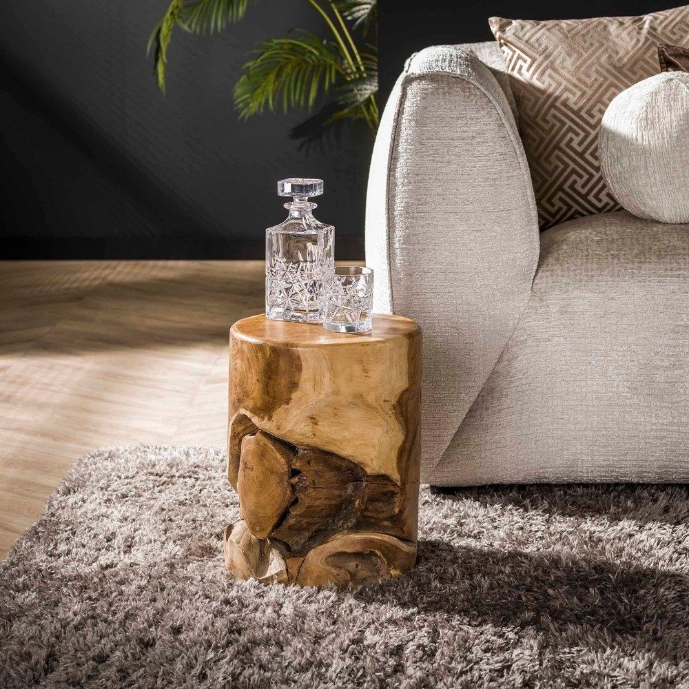 RINGO-Living Beistelltisch Zelisa Teakholz in Beistelltisch Möbel aus 400mm, Natur-dunkel