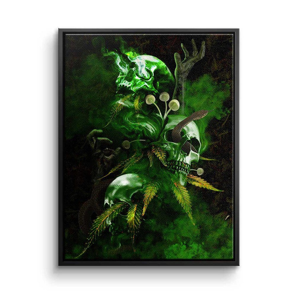 DOTCOMCANVAS® Leinwandbild, Premium Leinwandbild - Pop Art - Green Death - Mindset - Motivation schwarzer Rahmen