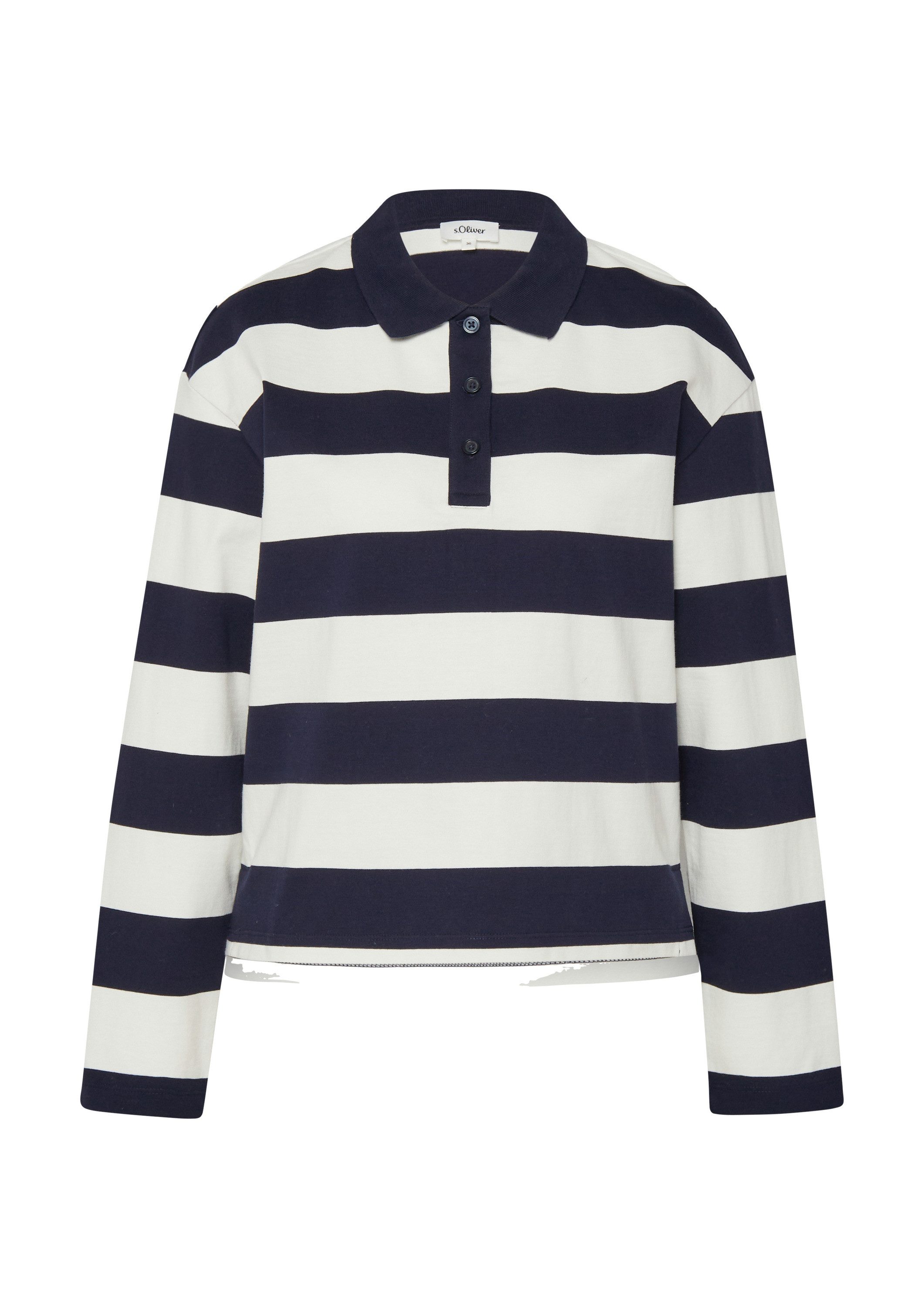s.Oliver Sweatshirt Sweatshirt Gestreiftes Sweatshirt mit Polokragen