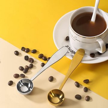 SOTOR Messlöffel Kaffeelöffel Edelstahl 10ML Messlöffel 2er Set, Silber + Gold, Kann als Messlöffel für Milchpulver, Gewürze usw. verwendet werden.
