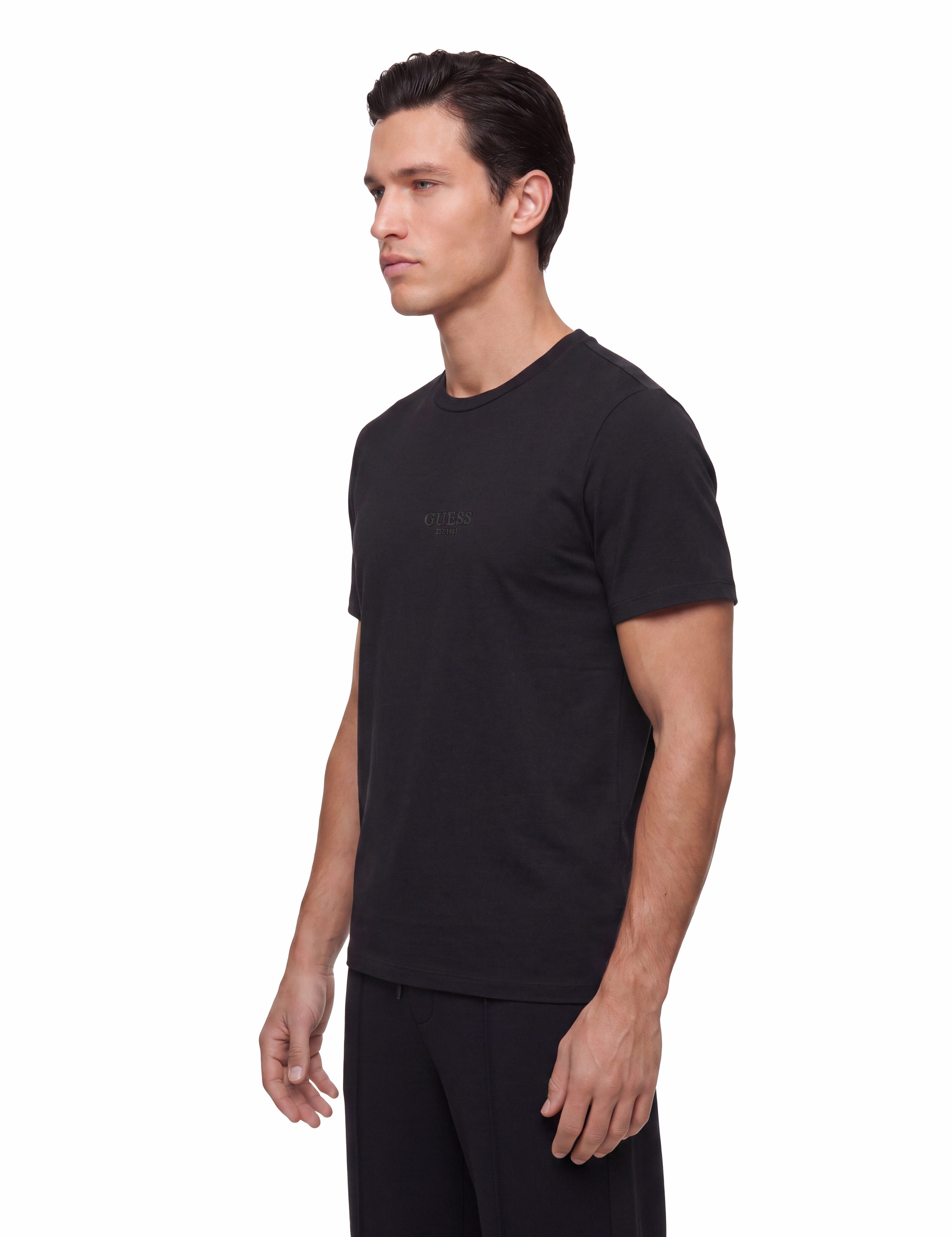 Guess T-Shirt AIDY Rundhalsausschnitt, Slim Fit, Logostickerei
