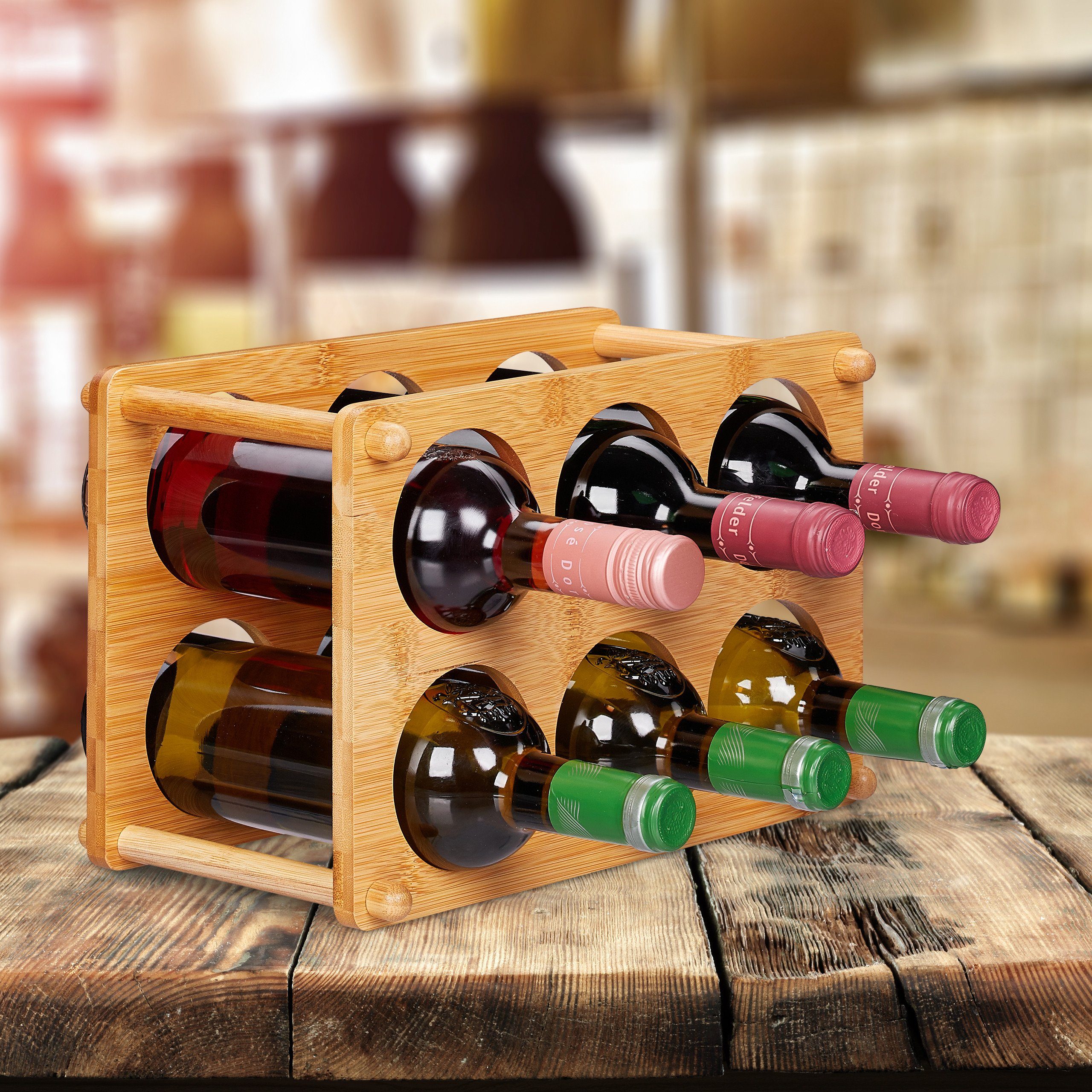 relaxdays Weinregal 6 Flaschen Bambus günstig online kaufen