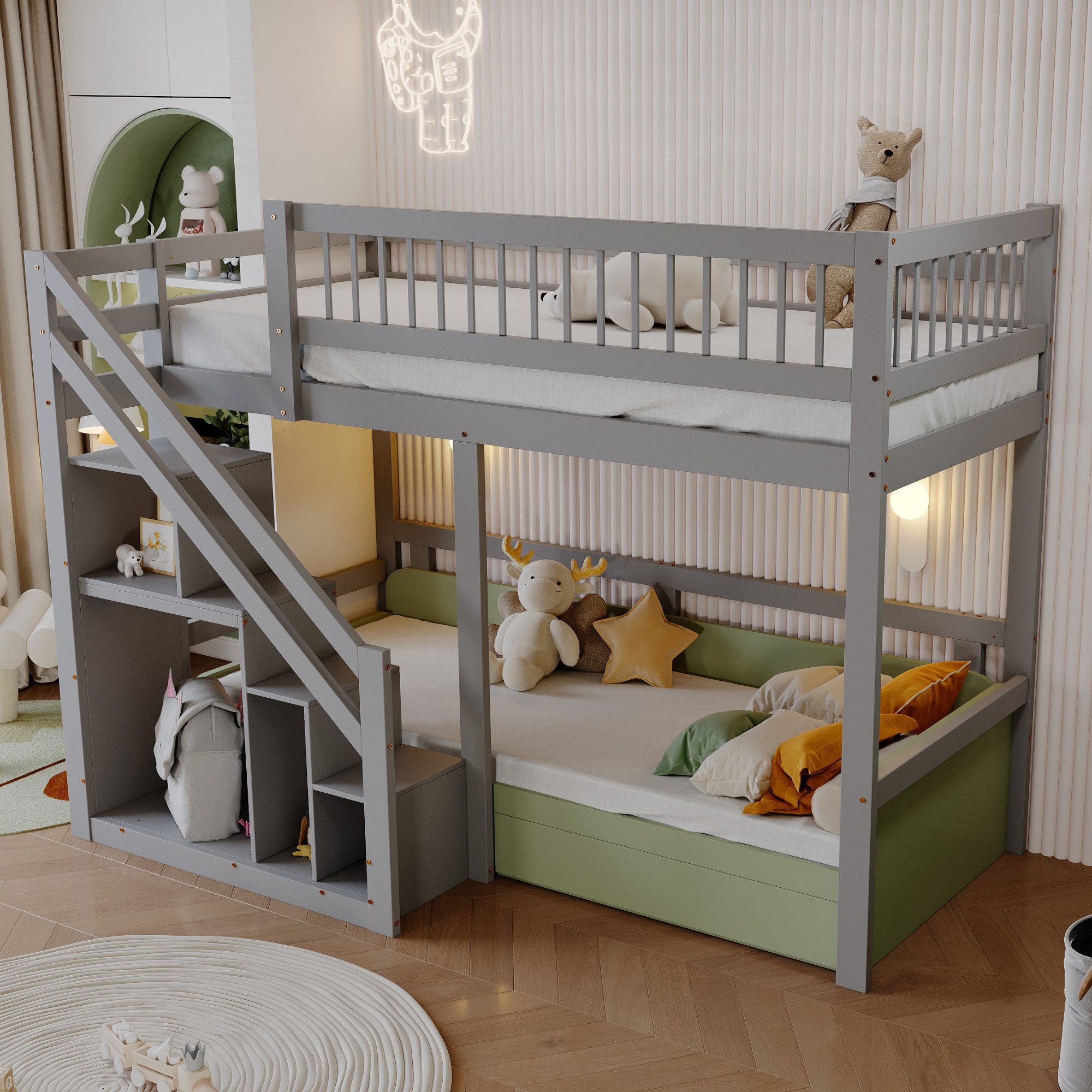 Flieks Hochbett Massivholz Einzelbett Kinderbett 90x200cm günstig online kaufen