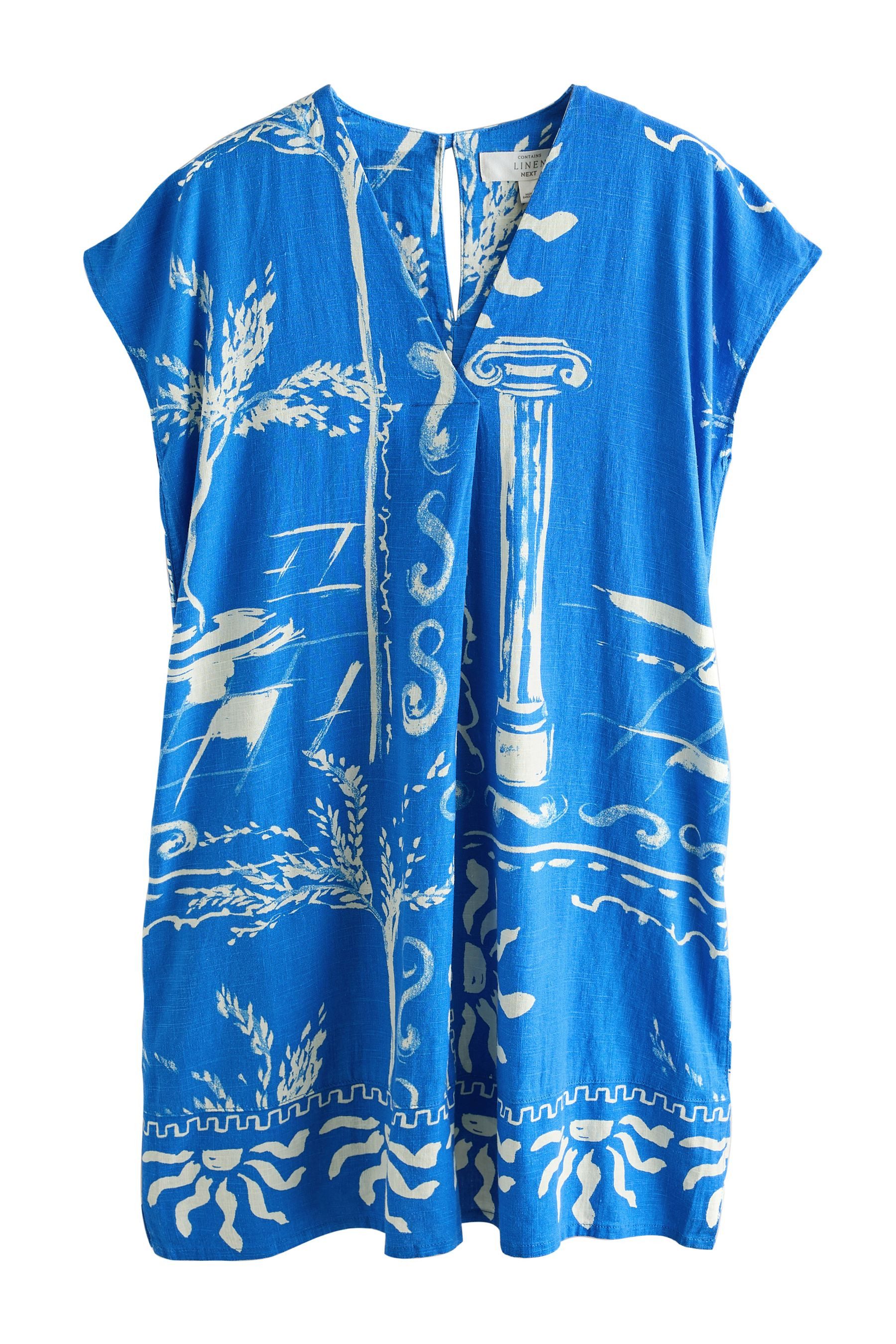 Next Minikleid Kurzärmeliges Kaftan-Minikleid mit V-Ausschnitt (1-tlg)