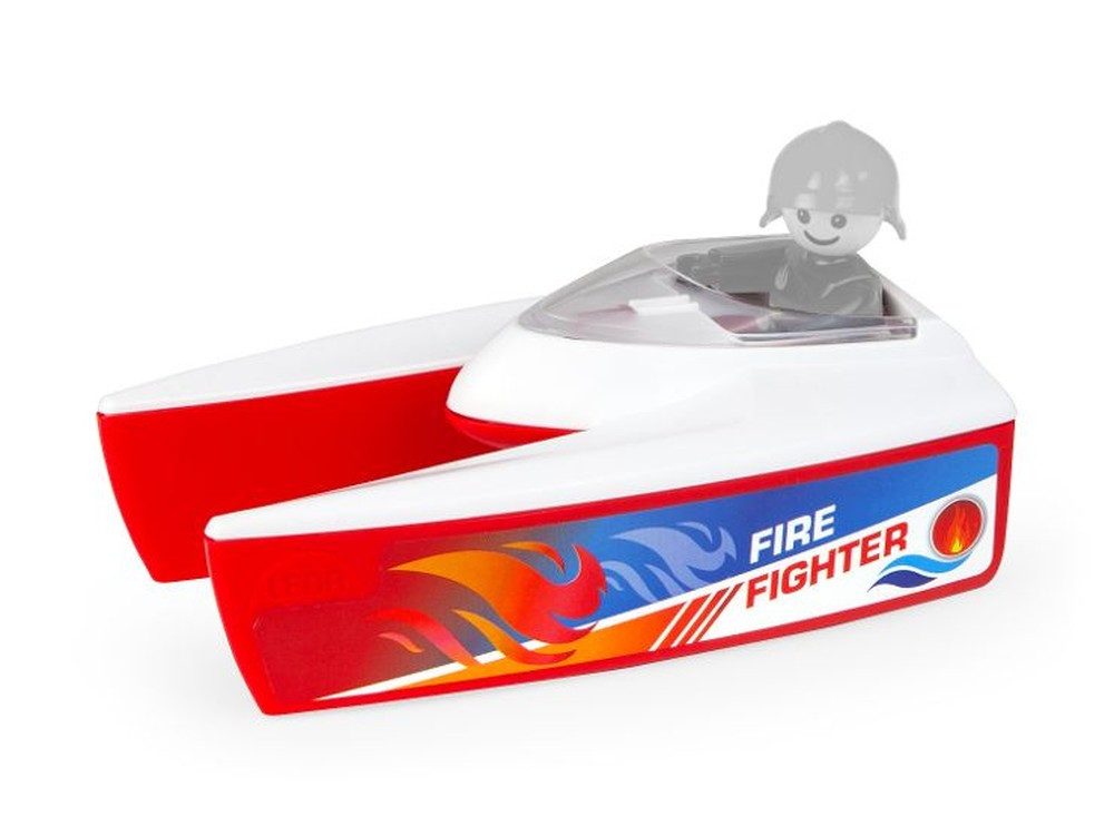 SIMM Spielwaren Spielzeug-Boot LENA Boaties Feuerwehrboot Katamaran Stil für die Badewanne