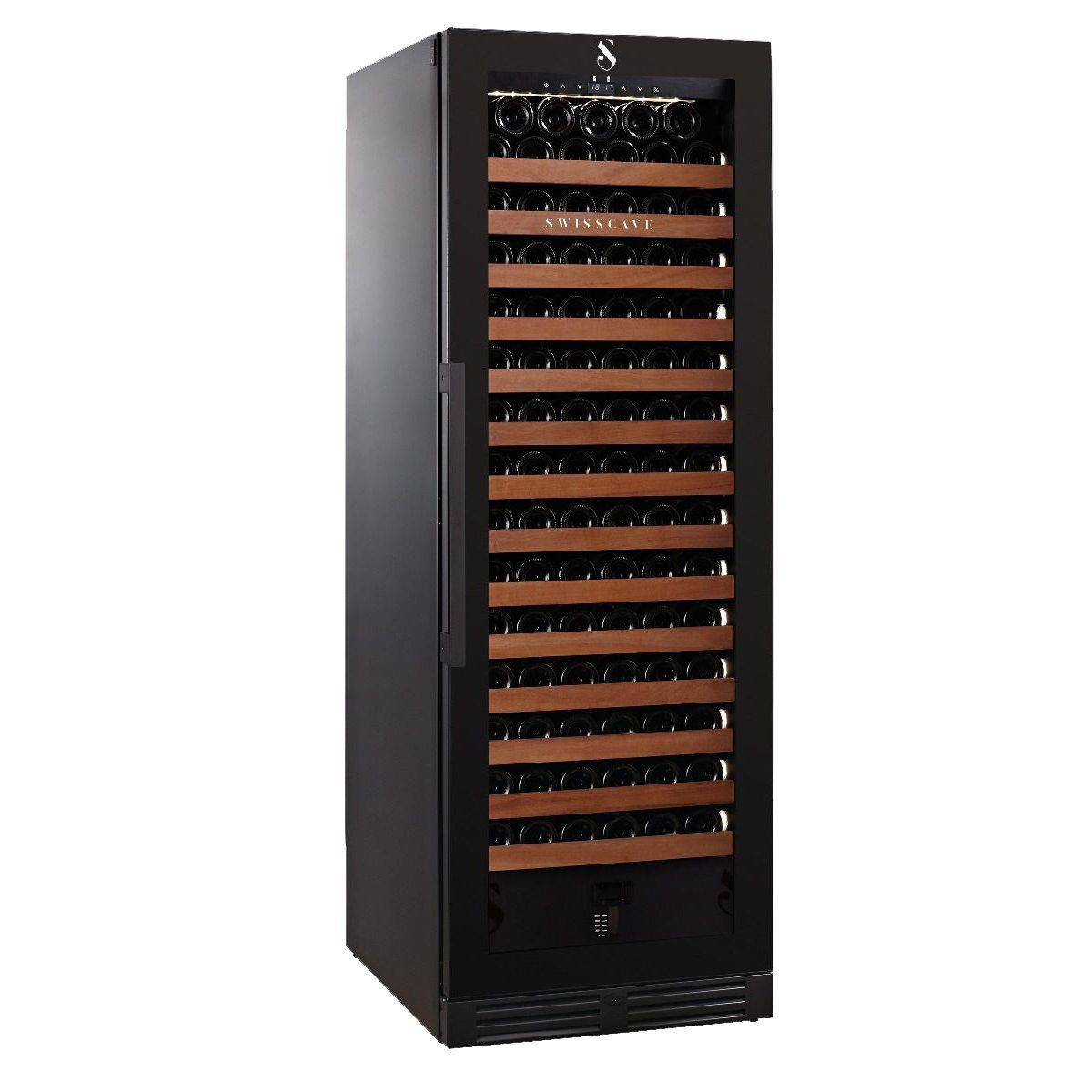 Swisscave Weinkühlschrank WLB-460FL-HU-MIX. 1-Zonen Weinkühlschrank, 172cm, 168 Flaschen, für 168 Standardflaschen á 0,75l,Aktive Luftbefeuchtung (60–80), 14 Mahagoni-Vollauszüge