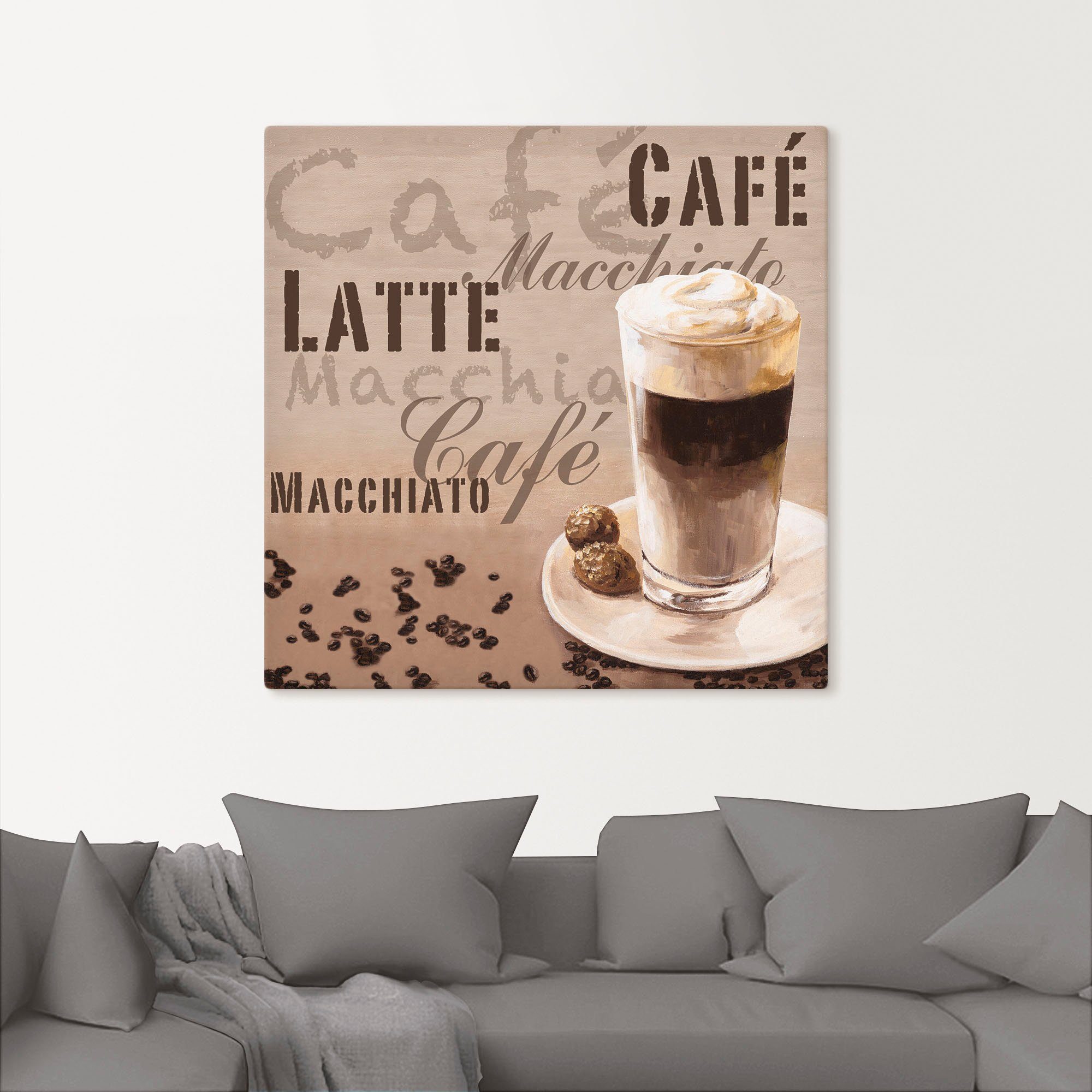 Artland Leinwandbild Kaffee - Latte Macchiato, Getränke (1 St), auf Holzrahmen gespannt