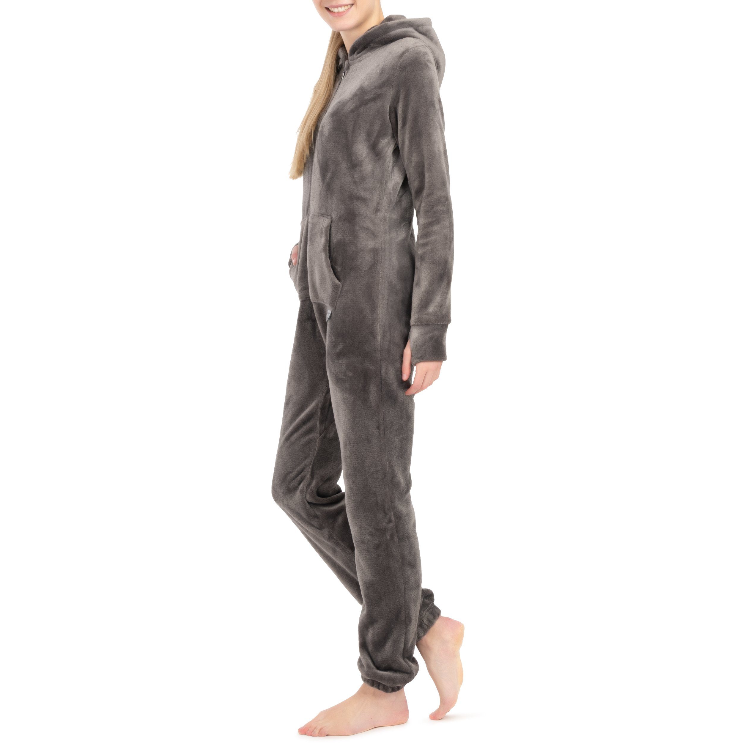 Basisstoff Jumpsuit Kitten Damen Jumpsuit Teddy Fleece Einteiler Overall