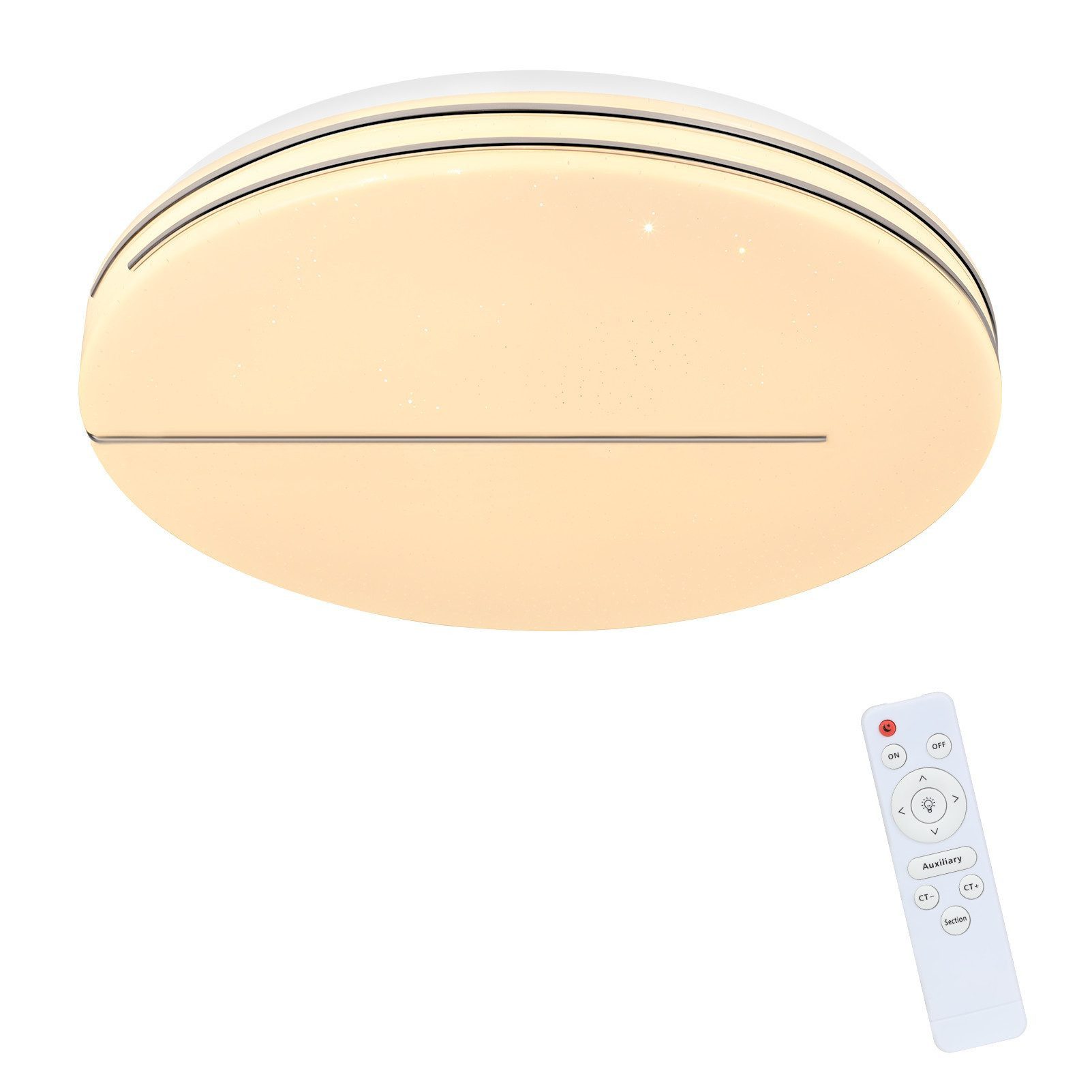 ZMH LED Deckenleuchte Weiß, Sternenhimmel-Effekt, 44W, dimmbar, mit Fernbedienung, LED fest integriert, 40×40×6 cm, integrierte LED, geeignet für Schlafzimmer und Wohnzimmer